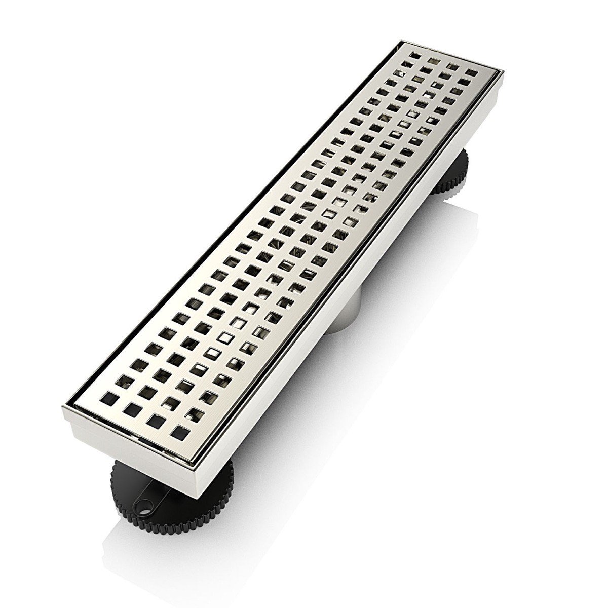 WEBANG 12 Inch Square Hole Pattern Linear Shower Drain With Accessories Brushed Nickel