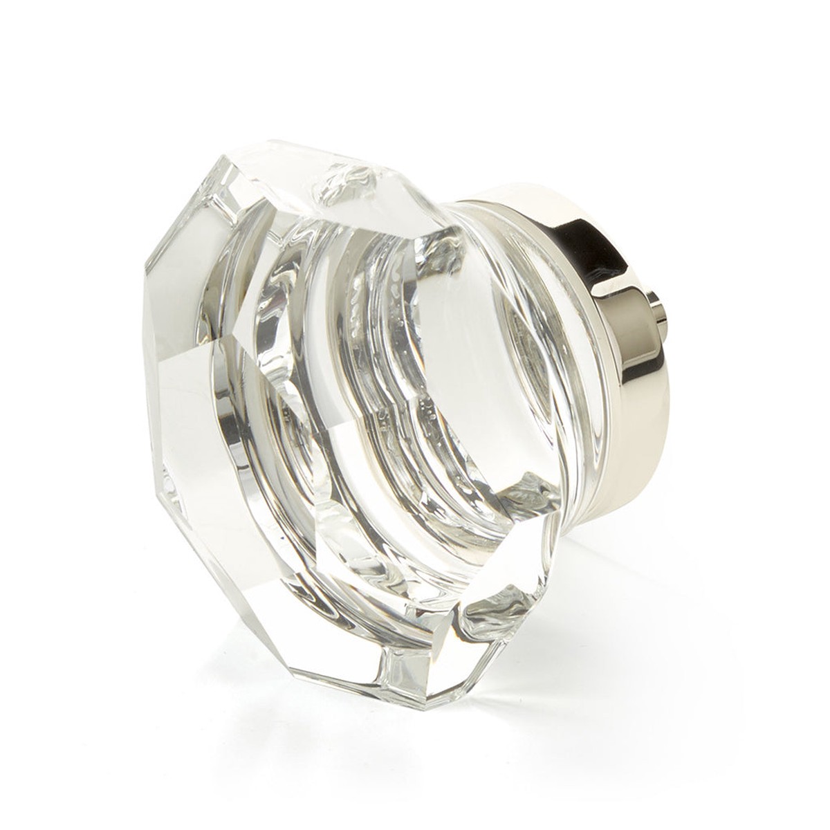 City Lights Faceted Dome Cabinet Knob - Cabinet Mount - 2 BrassGlassPolished Nickel