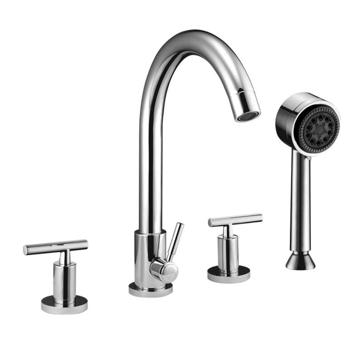 Dawn 4-Hole Tub Filler with Personal Handshower and Lever Handles in Chrome