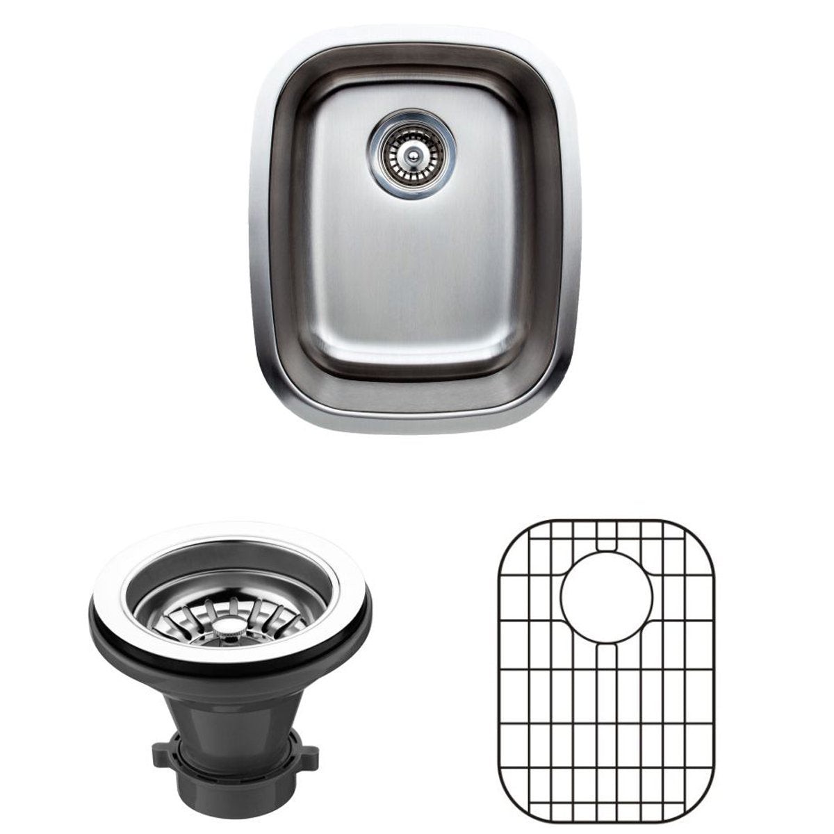 Wells Sinkware 15 18-Gauge Single Bowl Undermount Stainless Steel Bar Sink with Grid Rack and Strainer