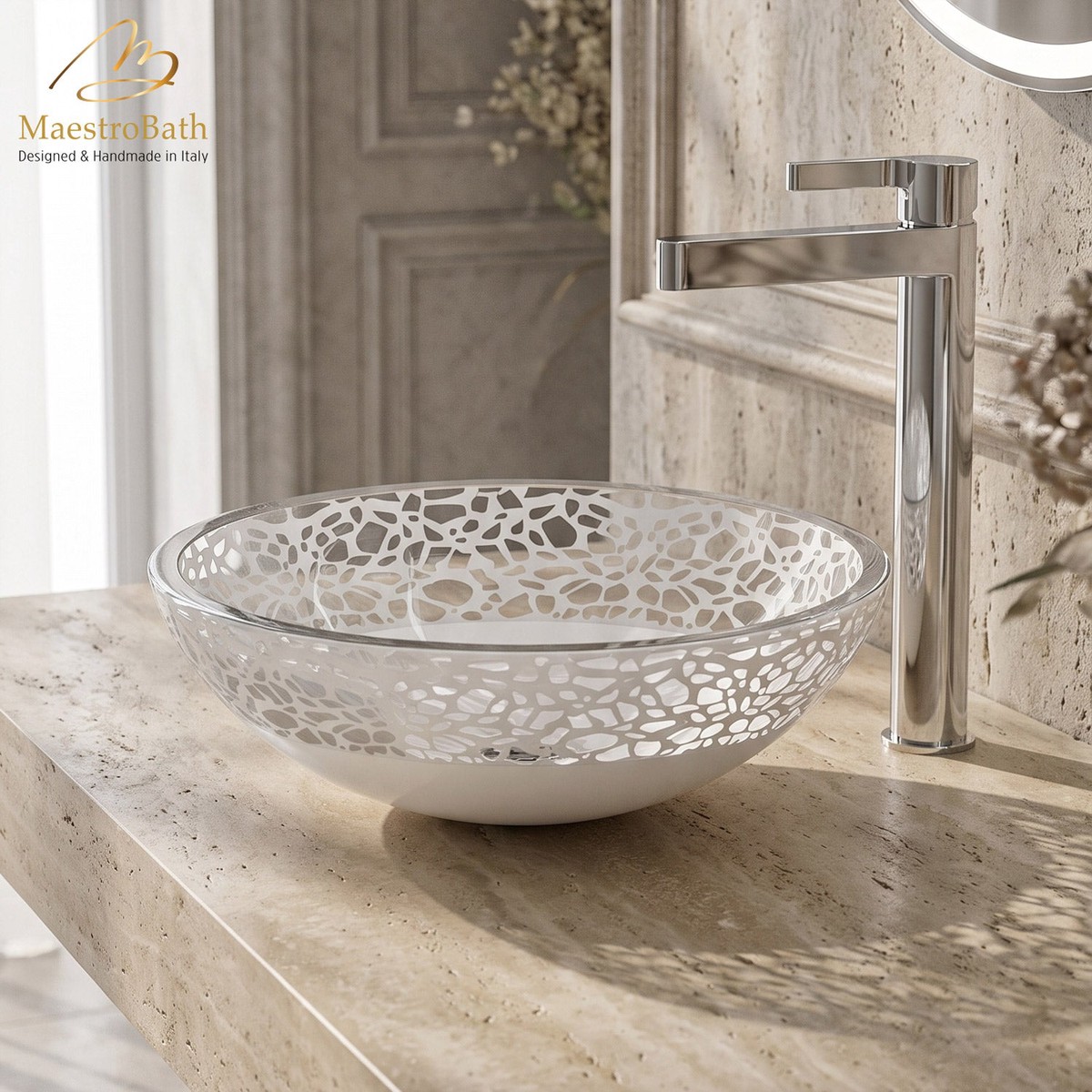 Atelier Flair White Mat Glass Vessel Sink