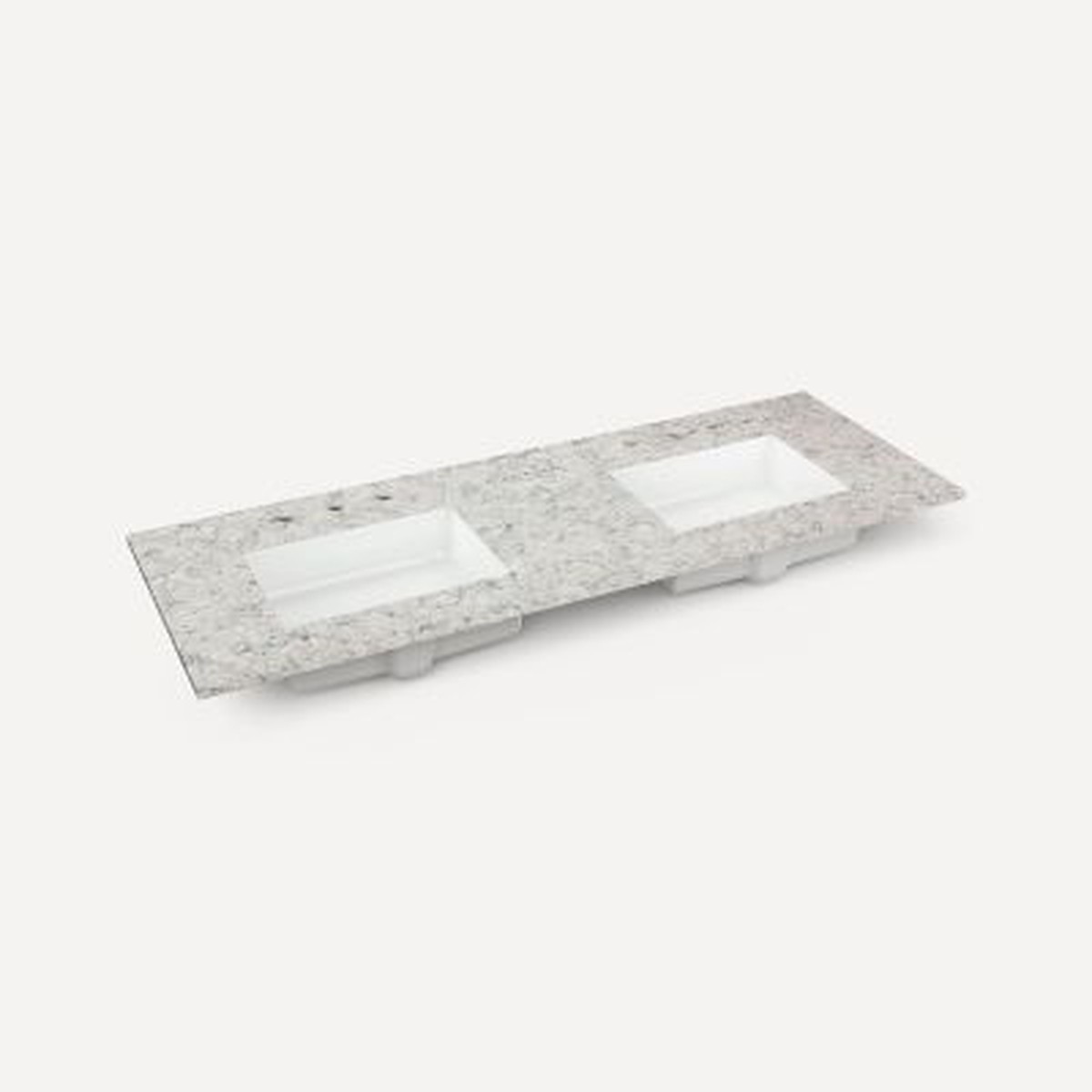 Robern TA60UDO93 Engineered Stone Top Quartz Stone Vanity Top 60 x 1-18 x 23 Double Undercounter Sink Three Hole for Sendai and Mackey