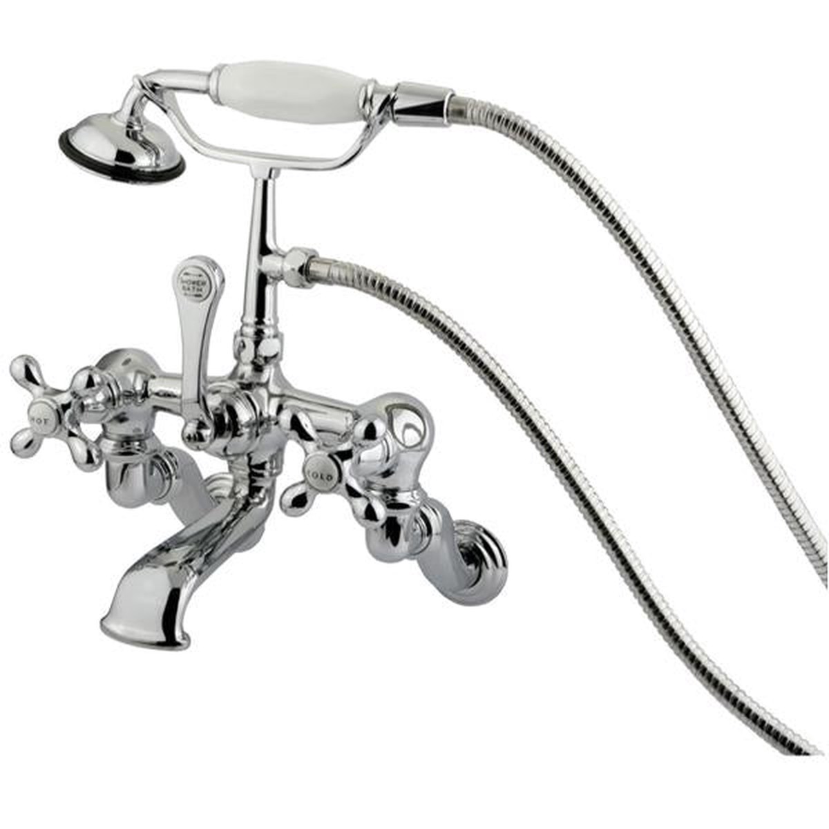 Kingston Brass Vintage Wall Mount Adjustable 3-38 - 10 Center Brass Clawfoot Tub Filler with Hand Shower