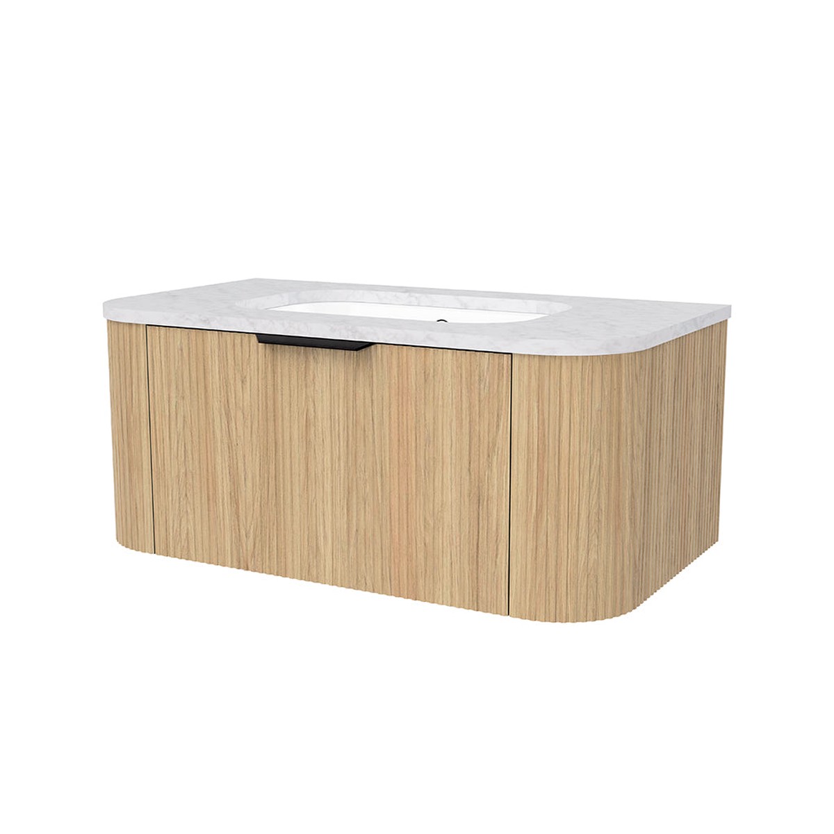 Adelaide 1 Drawer Bathroom Vanity with Silk Surface Sink - Wall Mount - 36 WoodPrime OakBlack