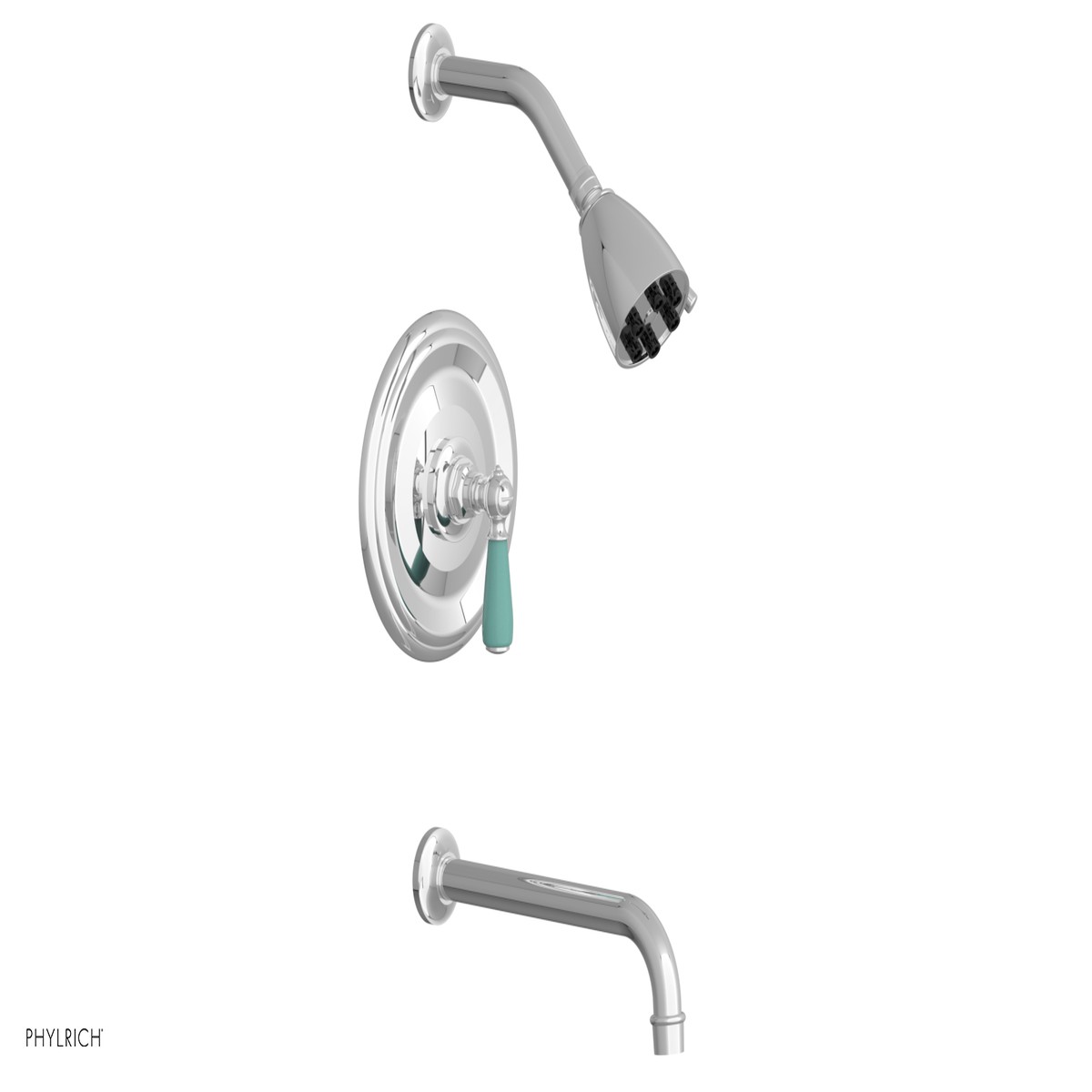 JAMESTOWN - 10 Pressure Balance Tub Shower Set - Lever Handle with Turqoise Accents 165-27-10