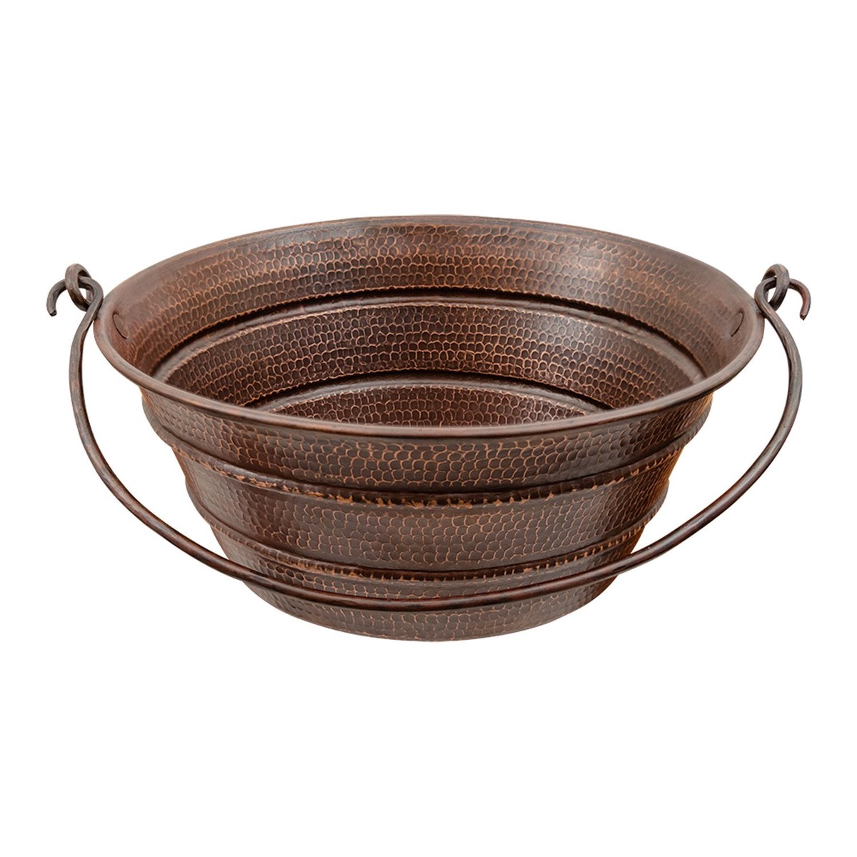 16 Round Bucket Vessel Hammered Copper Sink with Handles