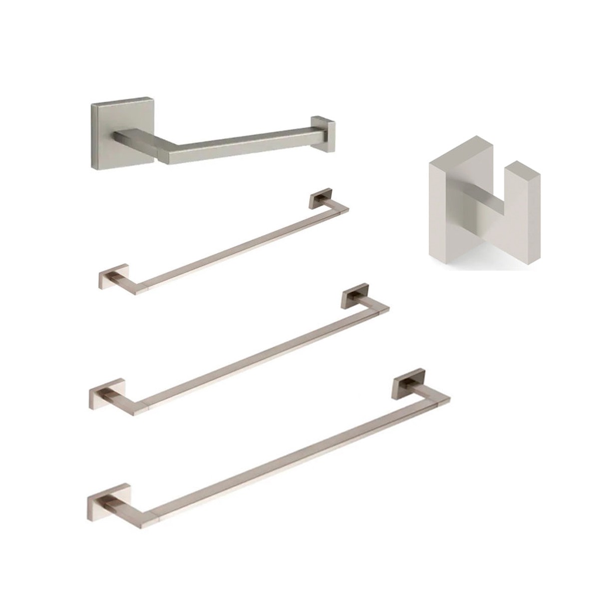 Devon Square Bathroom Accessories Set - Wall Mount - BrassBrushed Nickel