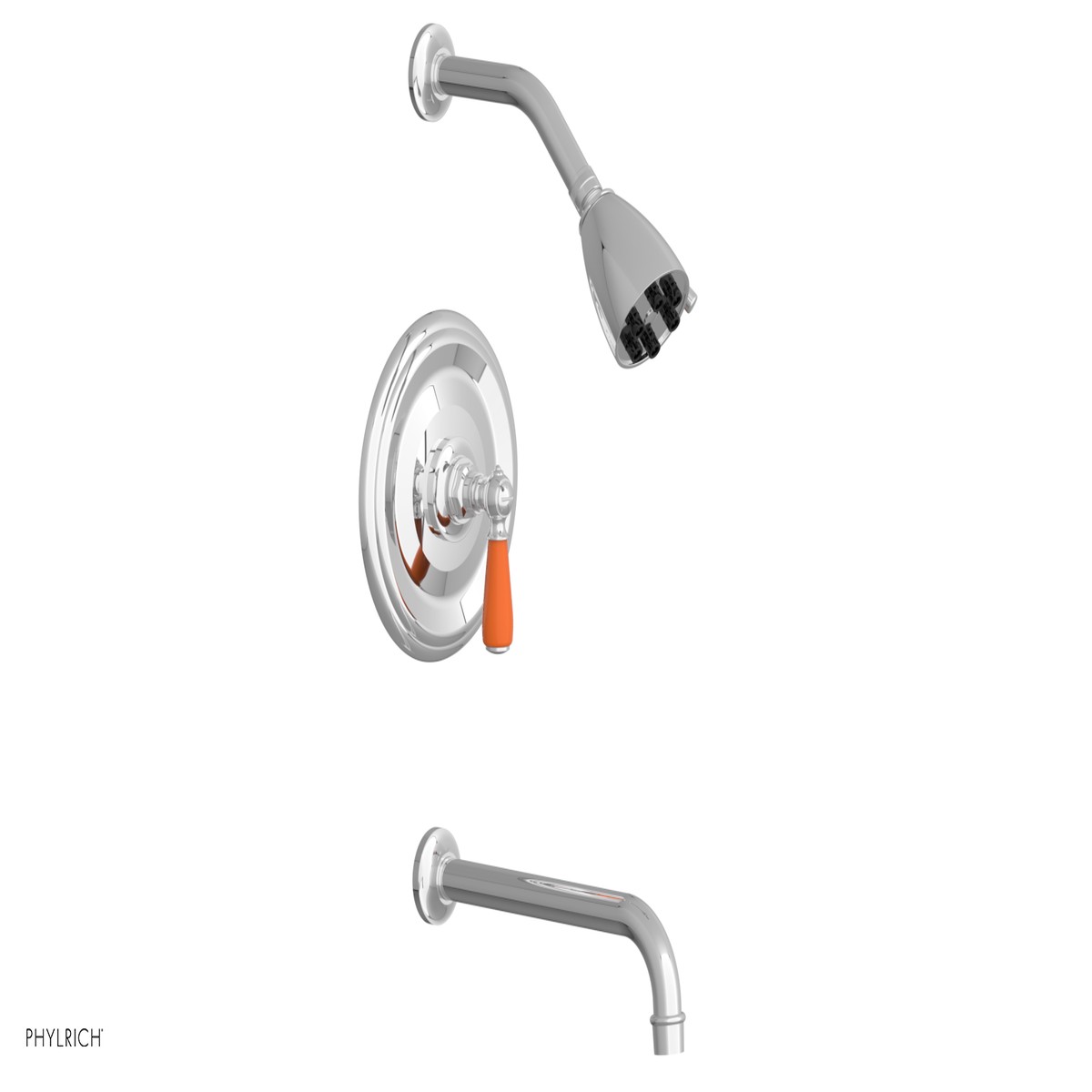 JAMESTOWN - 10 Pressure Balance Tub Shower Set - Lever Handle with Orange Accents 165-27-10