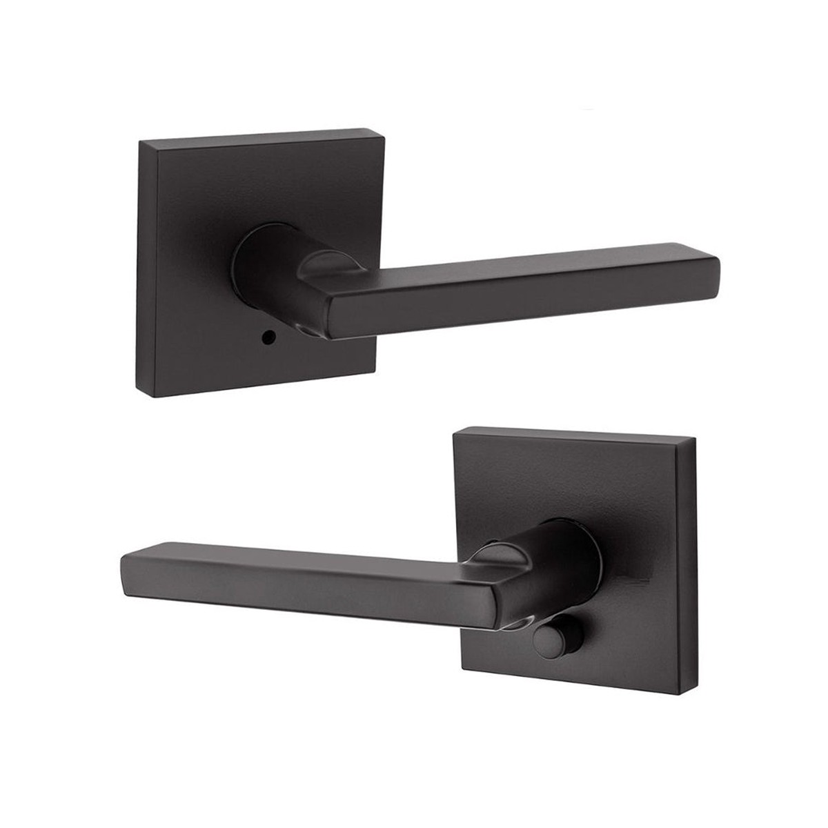 Princeton Square Privacy Door Leverset - Single Hole - 4 ZincMatt Black