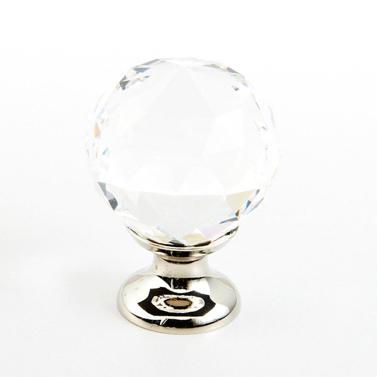 Stargaze Round Cabinet Knob - Cabinet Mount - 2 BrassGlassPolished Nickel