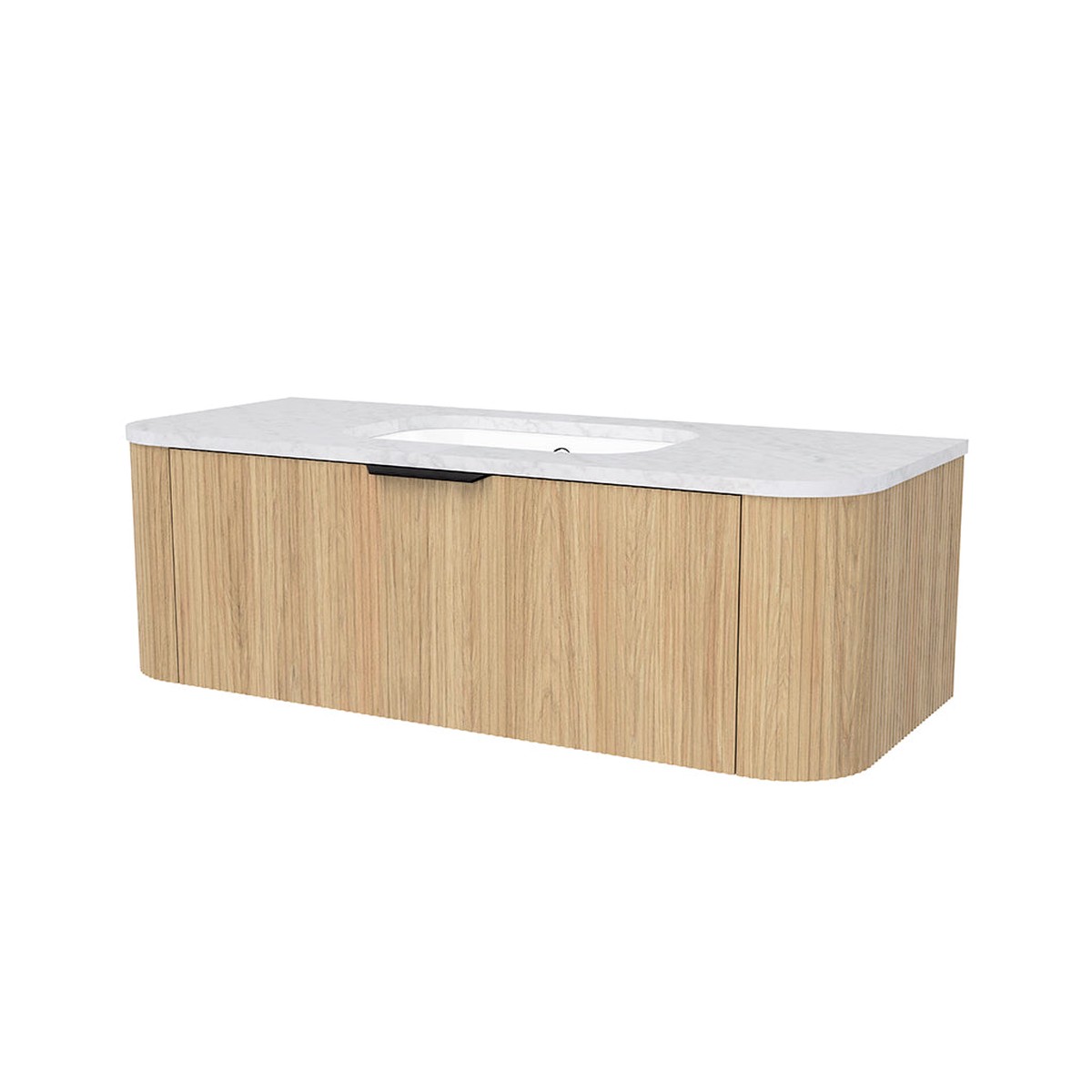 Adelaide 1 Drawer Bathroom Vanity with Silk Surface Sink - Wall Mount - 48 WoodPrime OakBlack