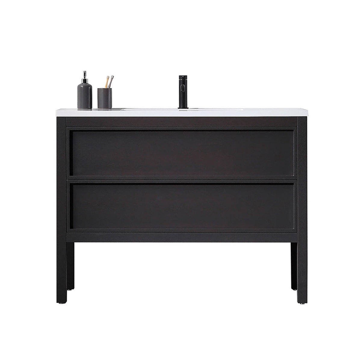 Annecy 2 Drawers Bathroom Vanity with Acrylic Sink - Floor Mount - 48 WoodCharcoal Oak