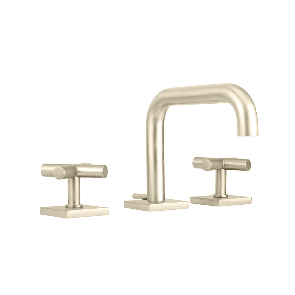 Contempo Square Slim Cross Handles Bathroom Faucet - Widespread - 8 BrassPolished Nickel