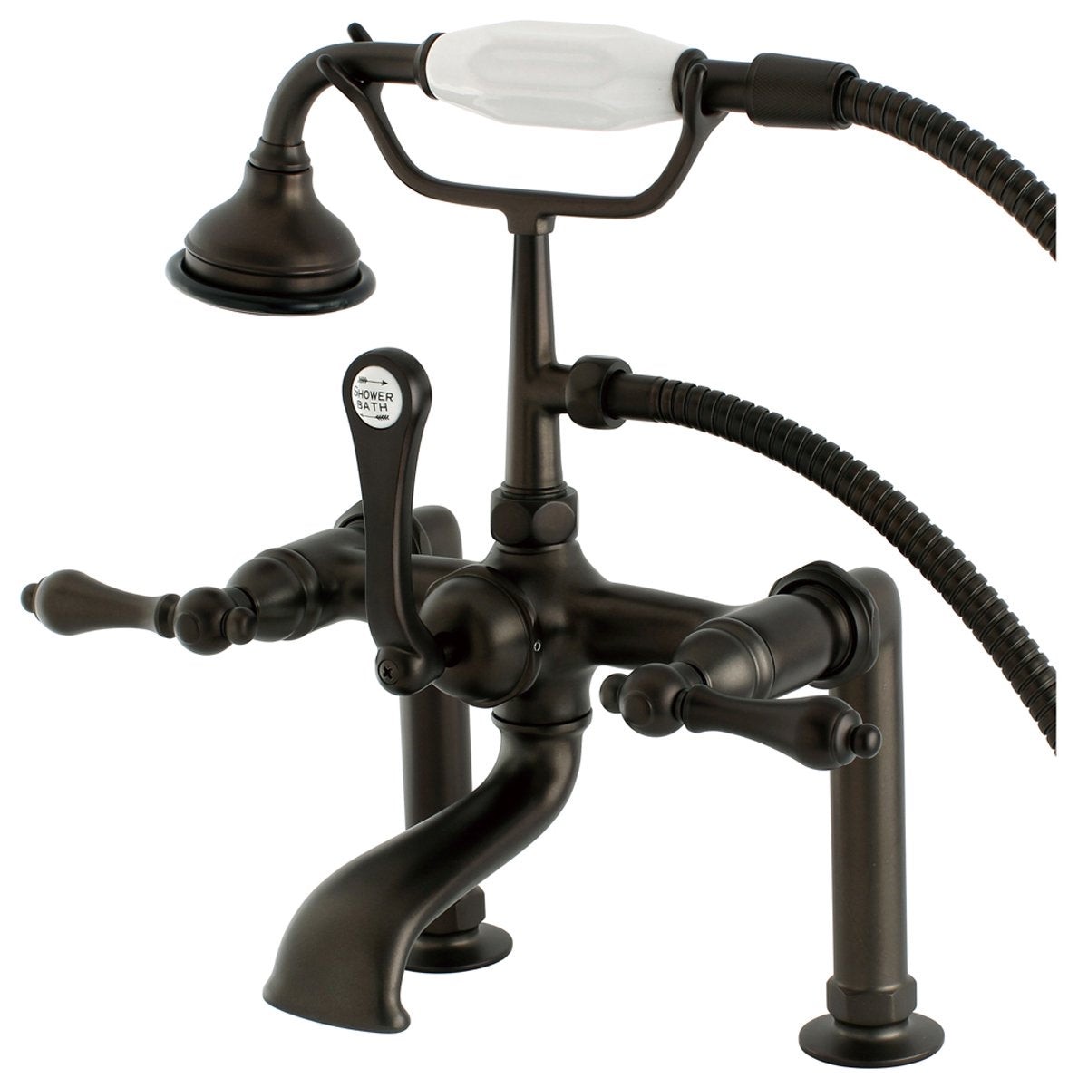 Kingston Brass Aqua Eden AE103T5 Vintage Deck Mount Clawfoot Tub Faucet in Oil Rubbed Bronze
