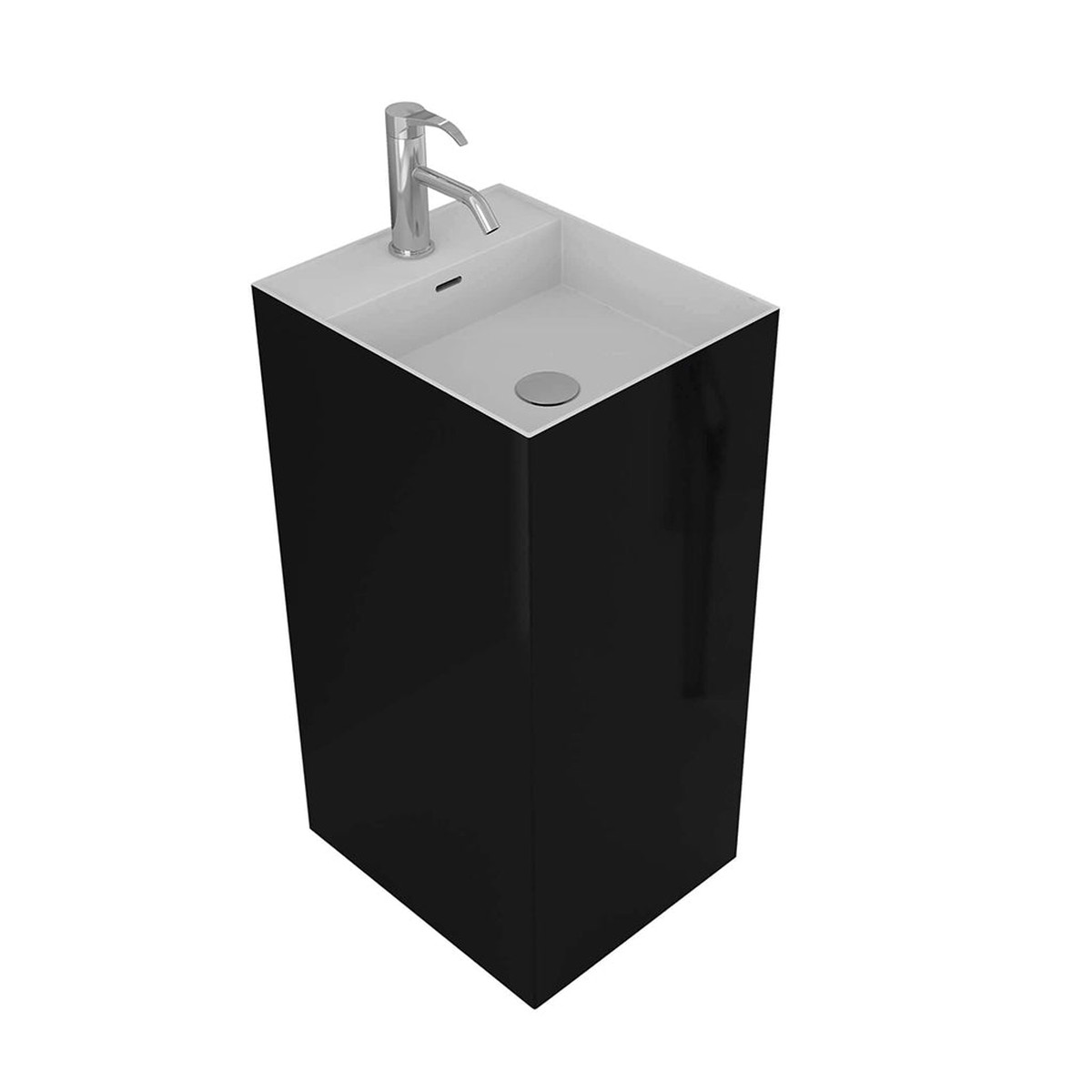 Springhill Square Pedestal Sink - Floor Mount - 15 Solid SurfaceMatt Black