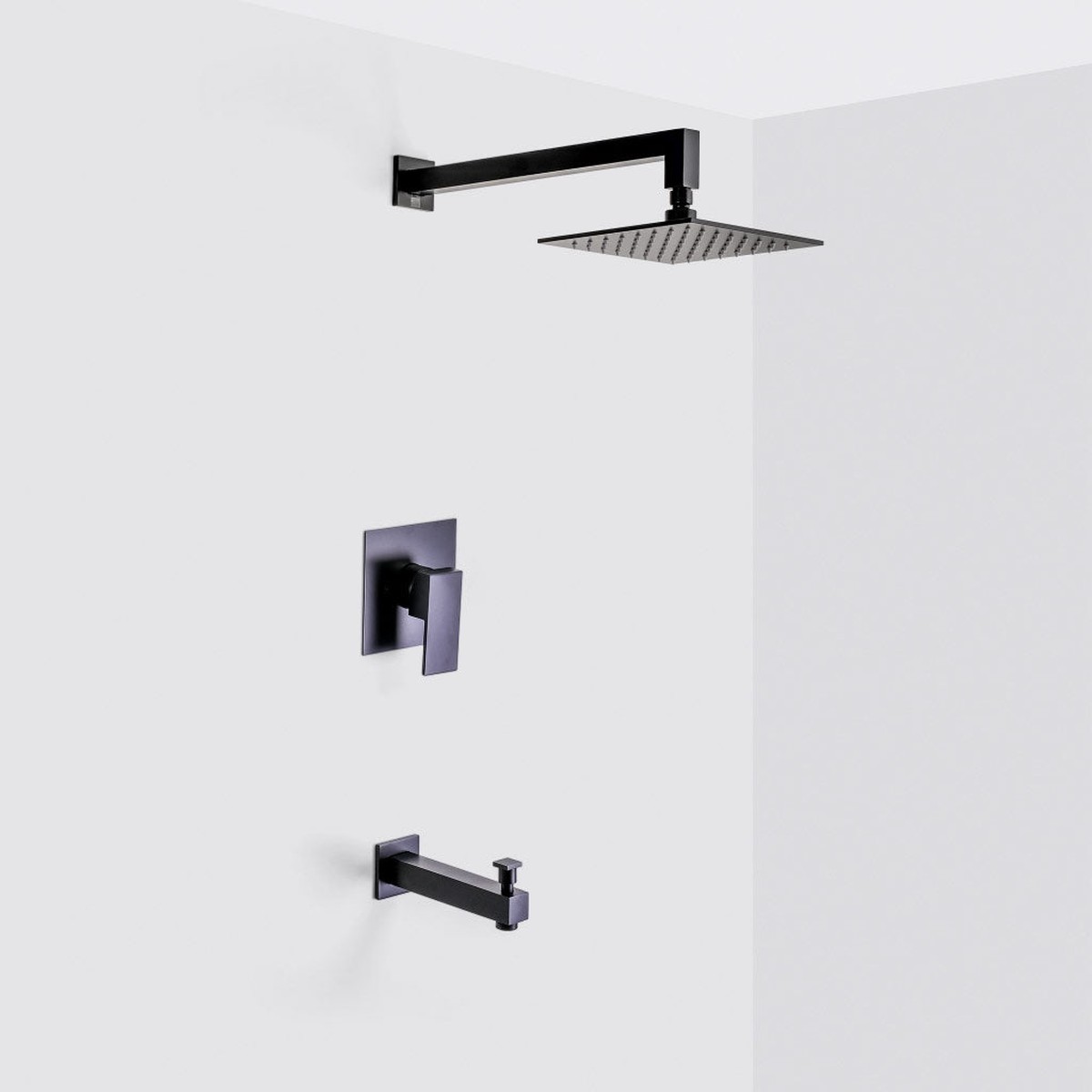 Devon 1-Way Pressure Balance Trim Complete Shower Set - Wall Mount - 8 BrassMatt Black