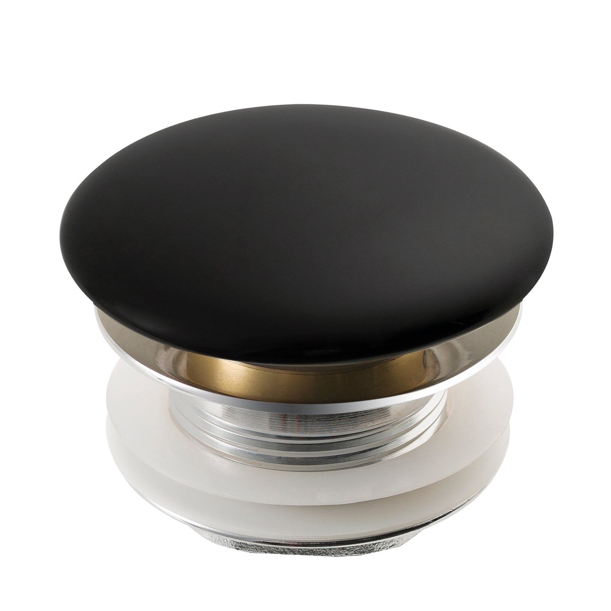 KRAUS Pop-Up Drain with Porcelain Ceramic Top for Bathroom Sink without Overflow Gloss Black