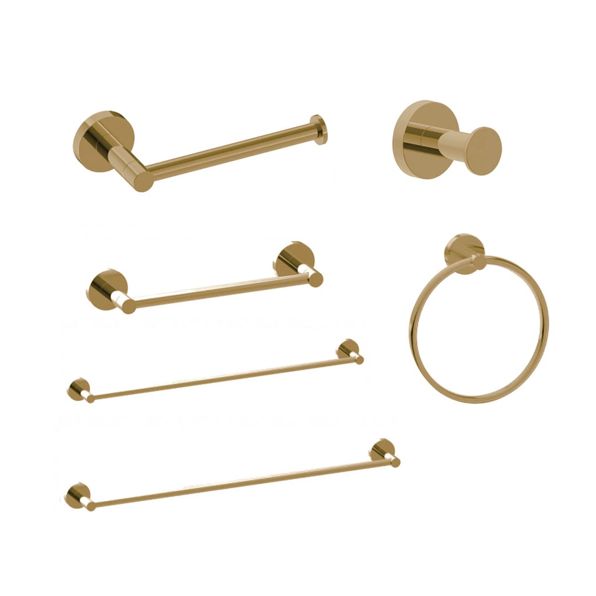 Metro Round Bathroom Accessories Set - Wall Mount - BrassSatin Brass