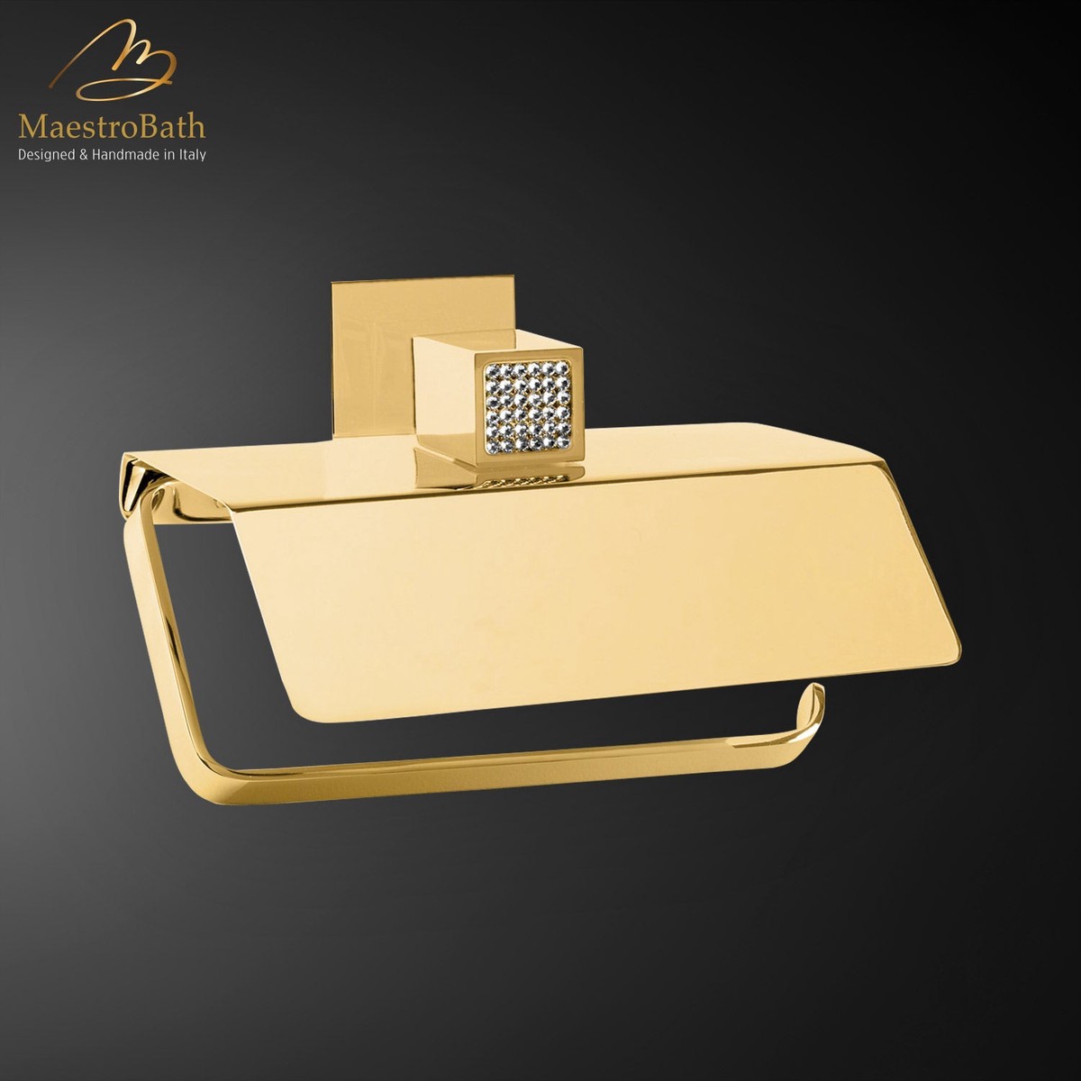 Skip Diamond Toilet Paper Holder with Cover Polished Gold
