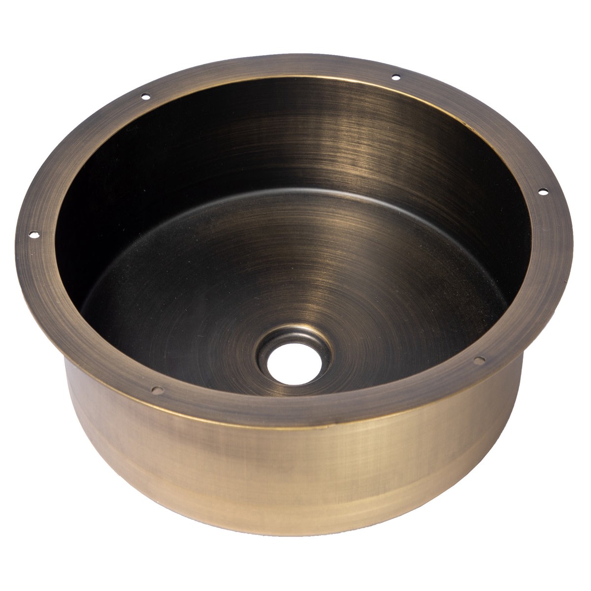 15 Round Stainless Steel Undermount Bathroom Sink with Drain in Antique Gold
