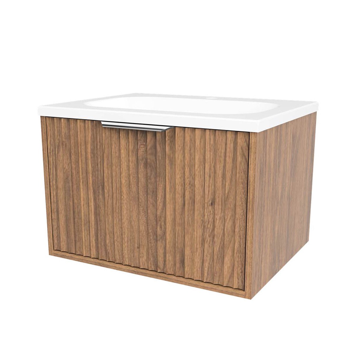 Byron 1 Drawer Bathroom Vanity with Mineral Single Sink - Wall Mount - 24 WoodFlorentine WalnutBrushed Nickel