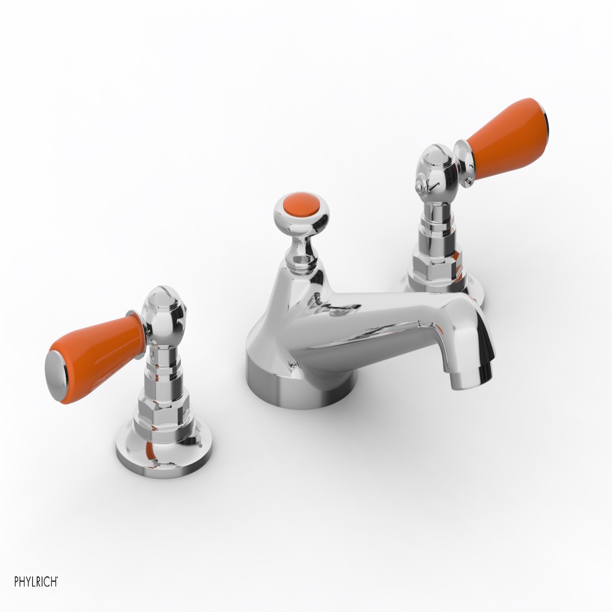 JAMESTOWN Widespread Faucet - Low Spout - Lever Handle with Orange Accents 165-02