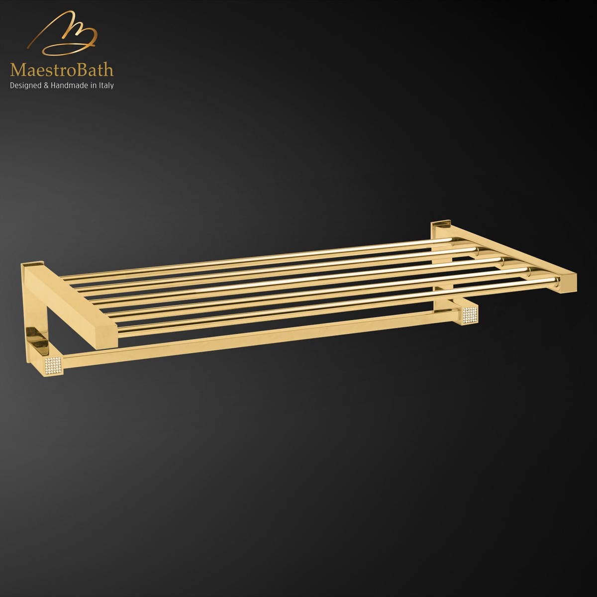 Skip Diamond Towel Holder Stand Polished Gold