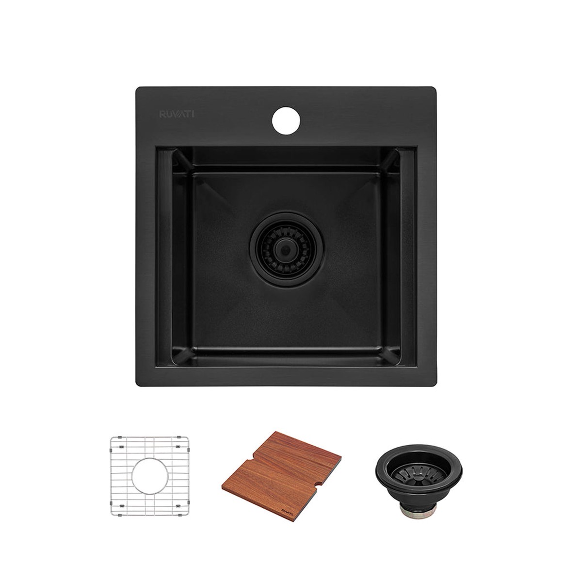 Giana Square Single Bowl Bar Sink - Top Mount - 15 Stainless SteelGunmetal Black