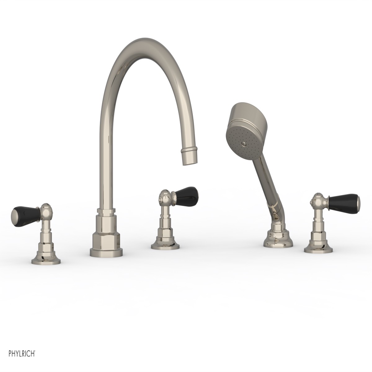 JAMESTOWN - Deck Tub Set with Hand Shower - Lever Handles with Black Accents 165-49