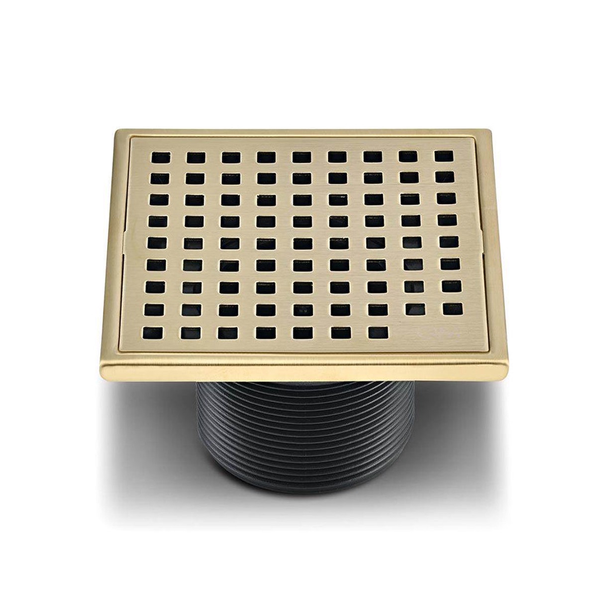 Lagos Mira Center Square Shower Drain - Floor Mount - 4 Stainless SteelGold