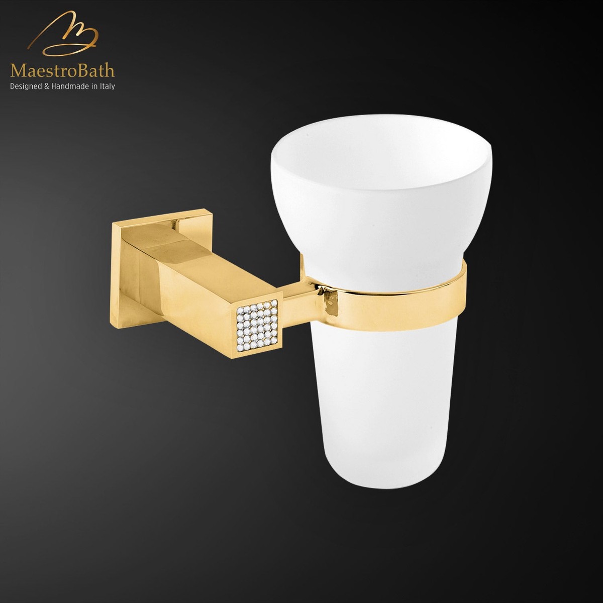 Skip Diamond Toothbrush Holder Polished Gold