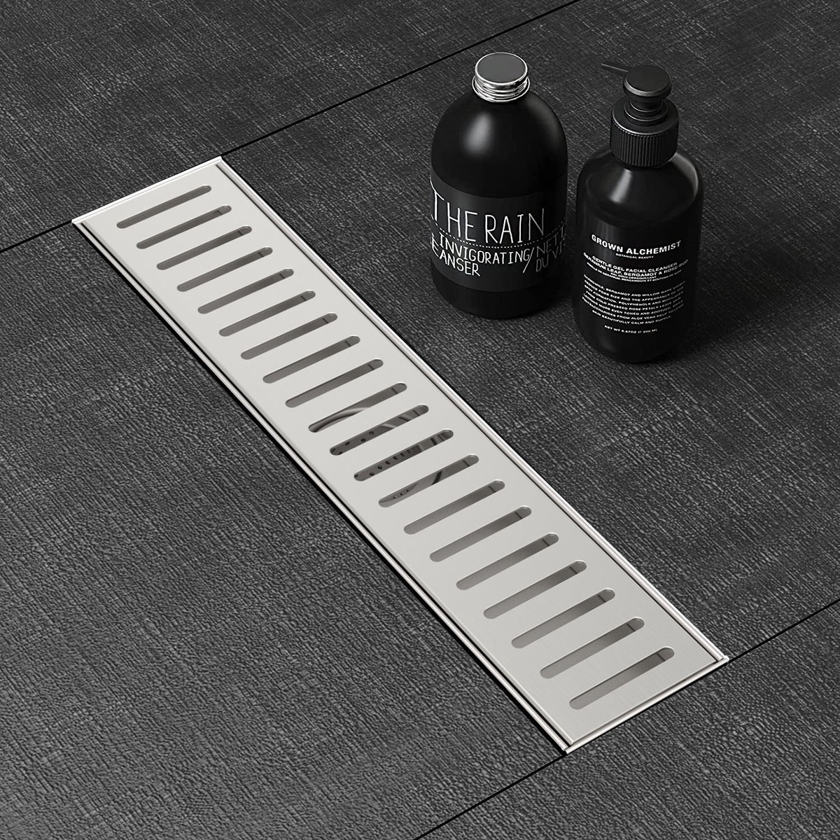 WEBANG 12 Inch Capsule Pattern Linear Shower Drain With Accessories Brushed Stainless Steel
