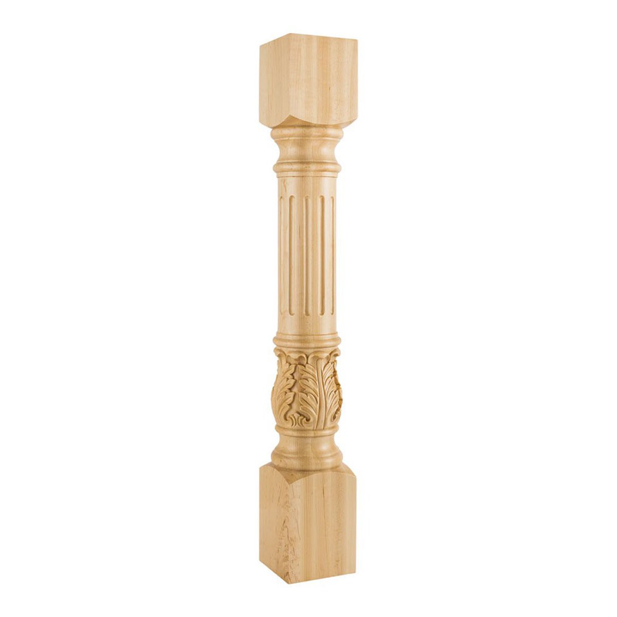 Hardware Resources White Birch Turned Acanthus Fluted Post