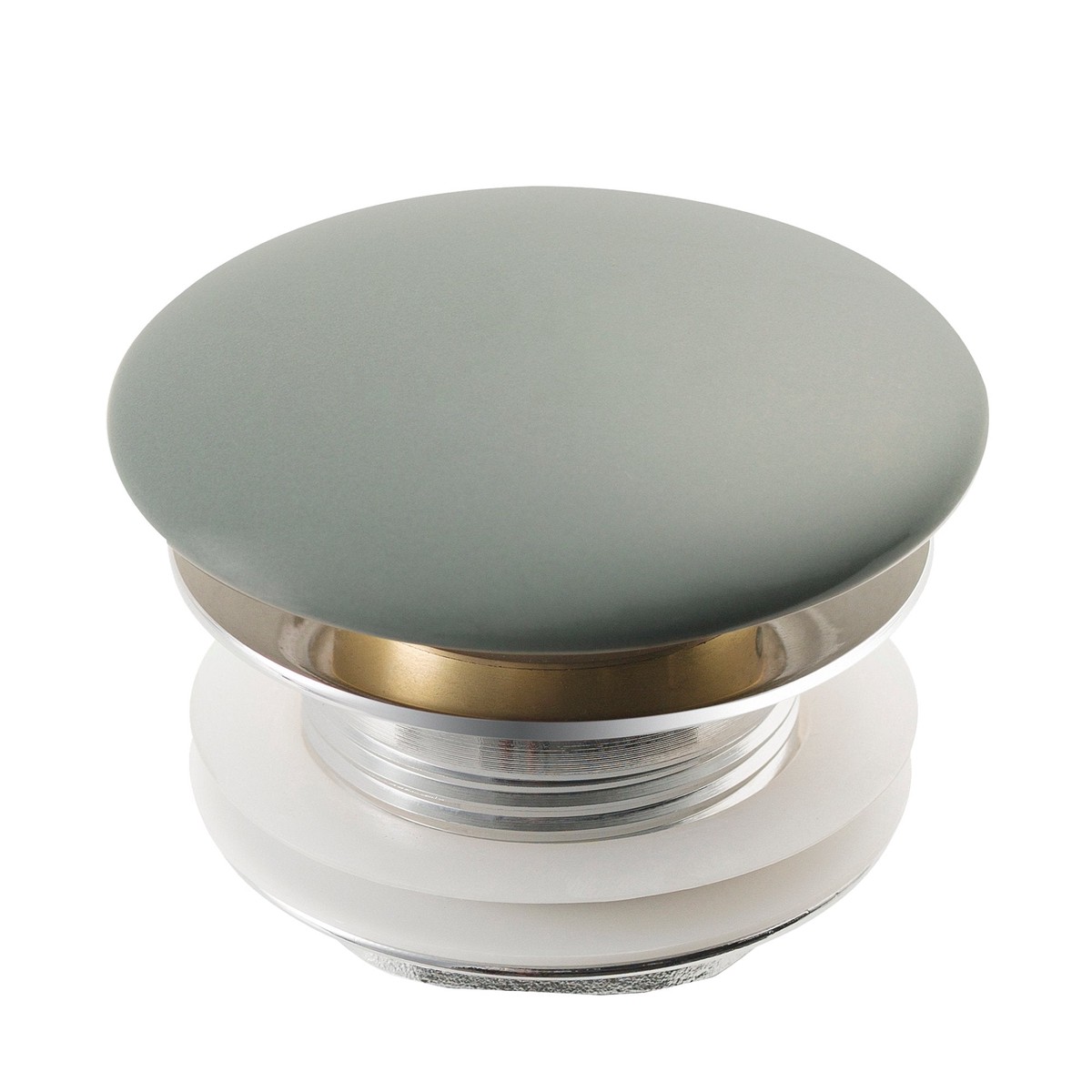 KRAUS Pop-Up Drain with Porcelain Ceramic Top for Bathroom Sink without Overflow Gloss Grey
