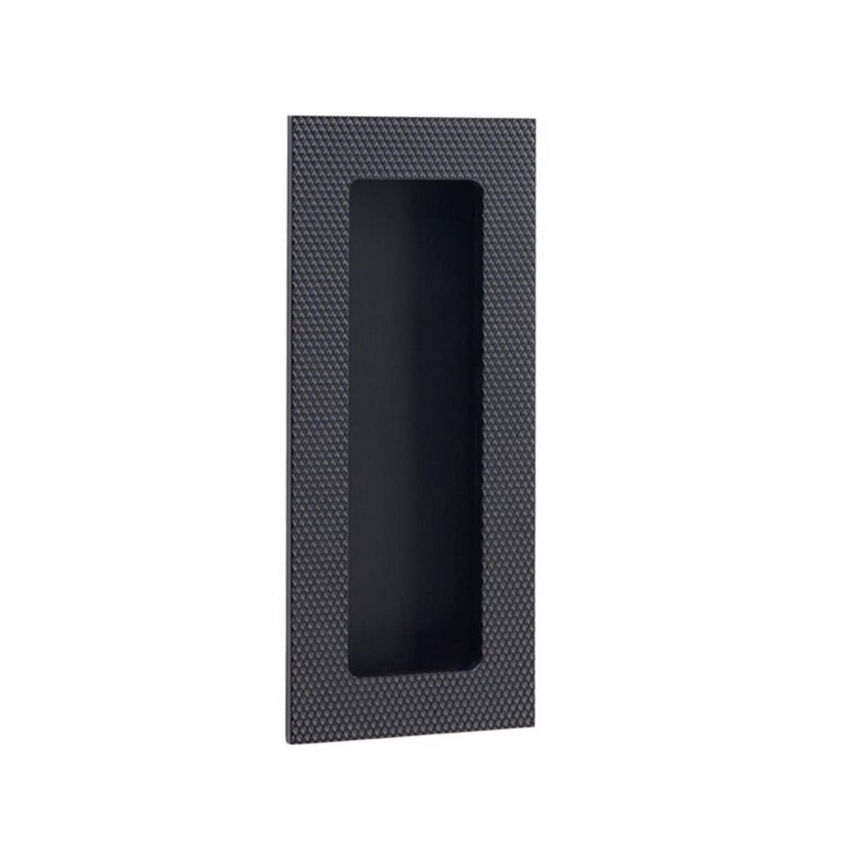 Modern Rectangular Knurled Pocket Door Lockset - Door Mount - 4 BrassFlat Black
