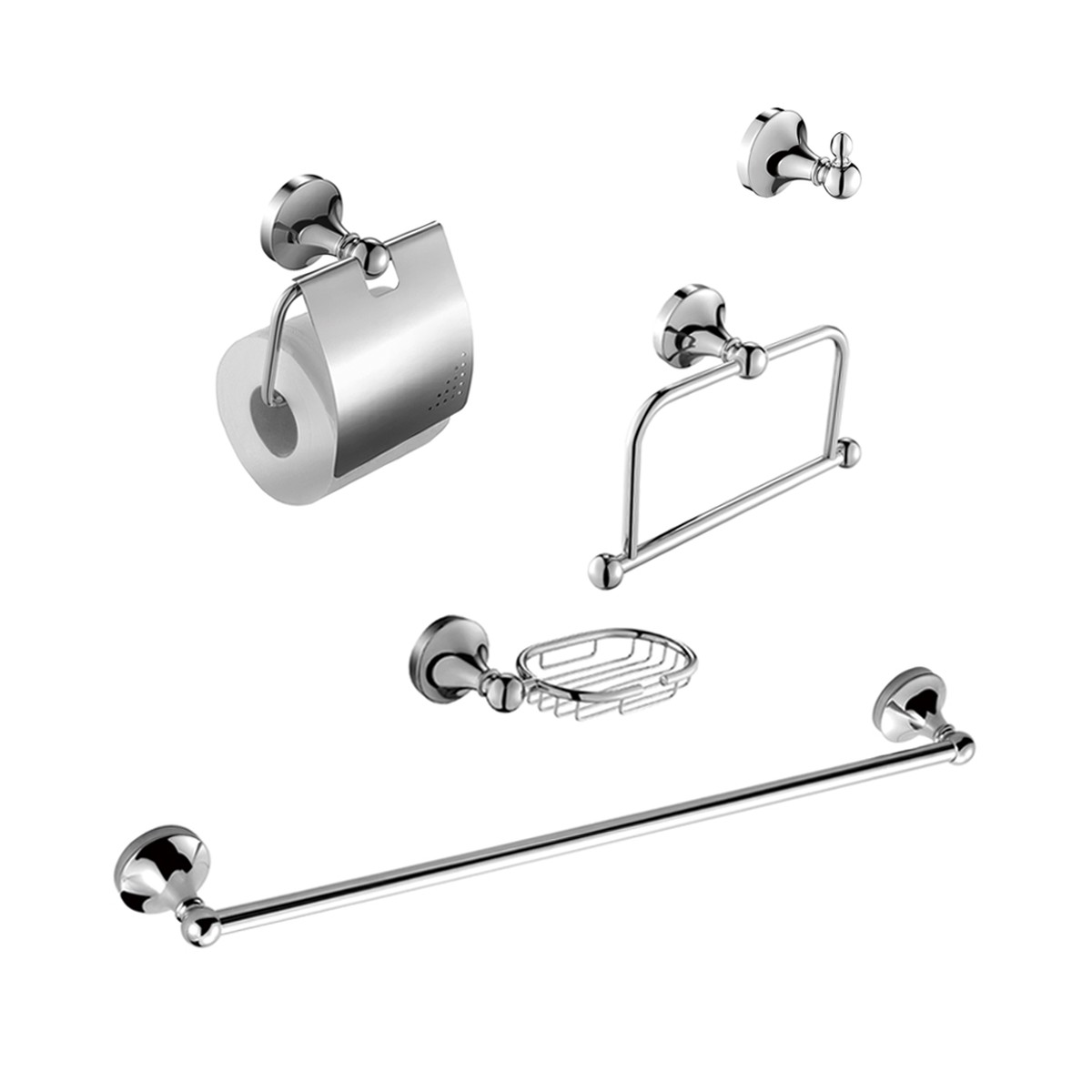 Viena Bathroom Accessories Set - Wall Mount BrassPolished Chrome
