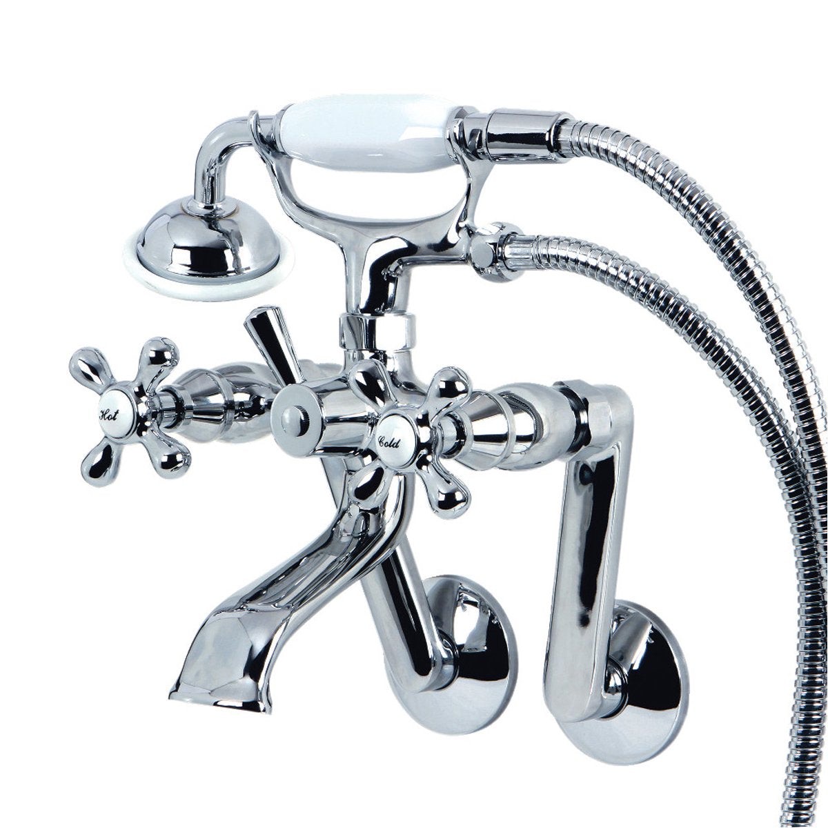 Kingston Brass 2-Hole Tub Wall Mount Clawfoot Tub Faucet with Hand Shower