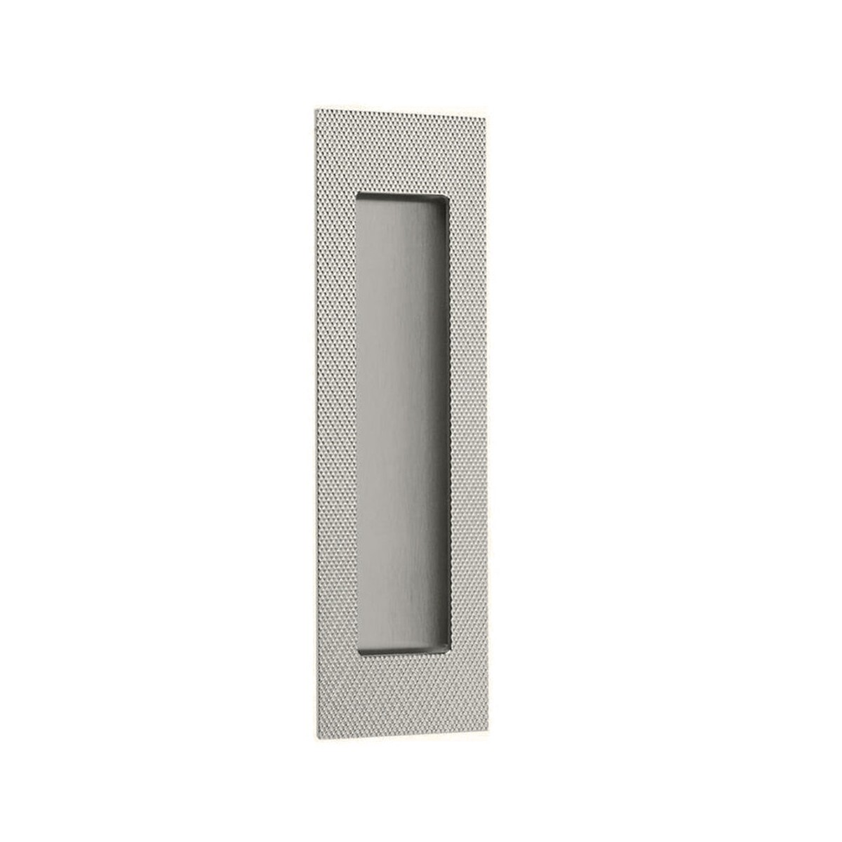 Modern Rectangular Knurled Pocket Door Lockset - Door Mount - 7 BrassPewter