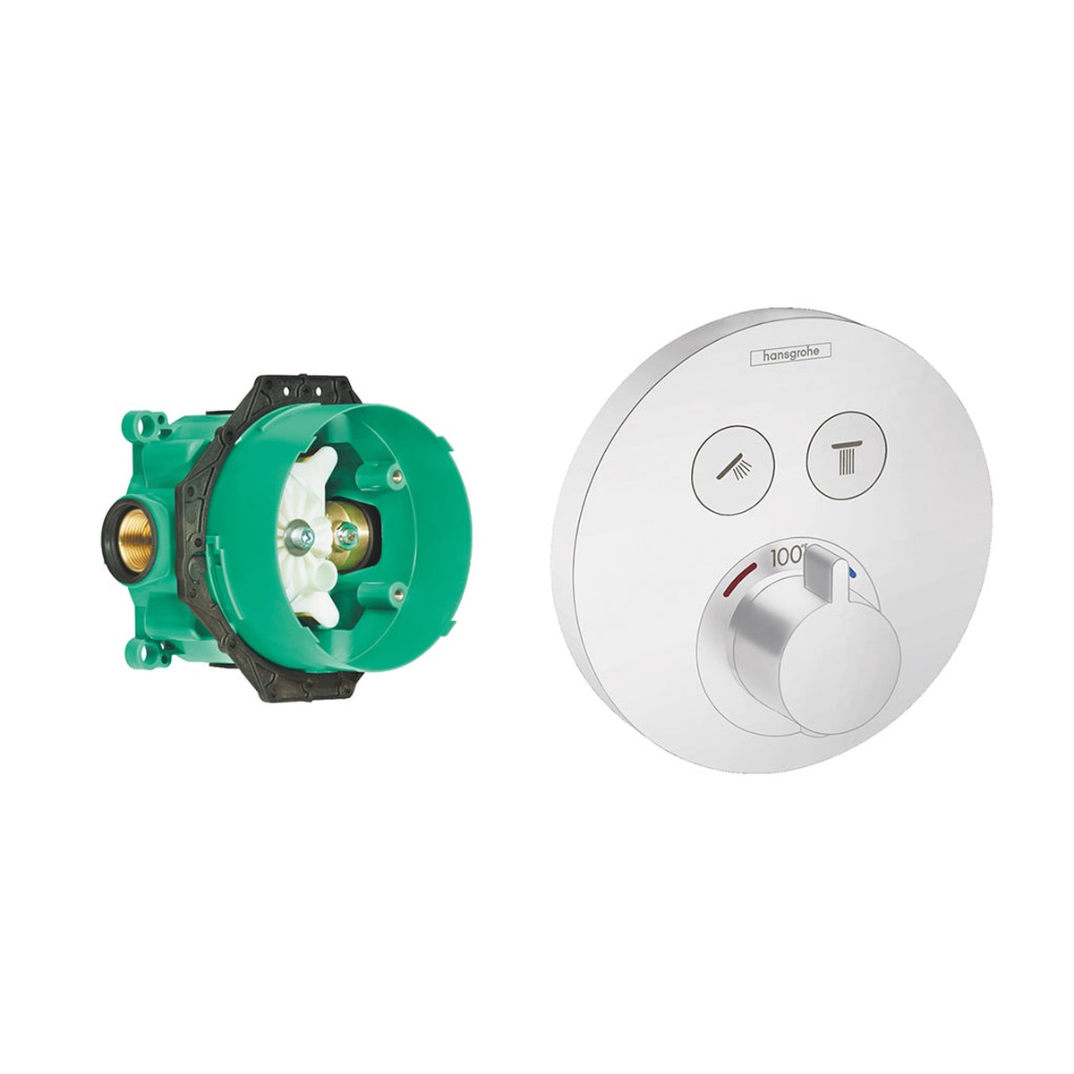 Showerselect S 2 Way Thermostatic Trim Shower Mixer - Wall Mount - 6 BrassMatt White