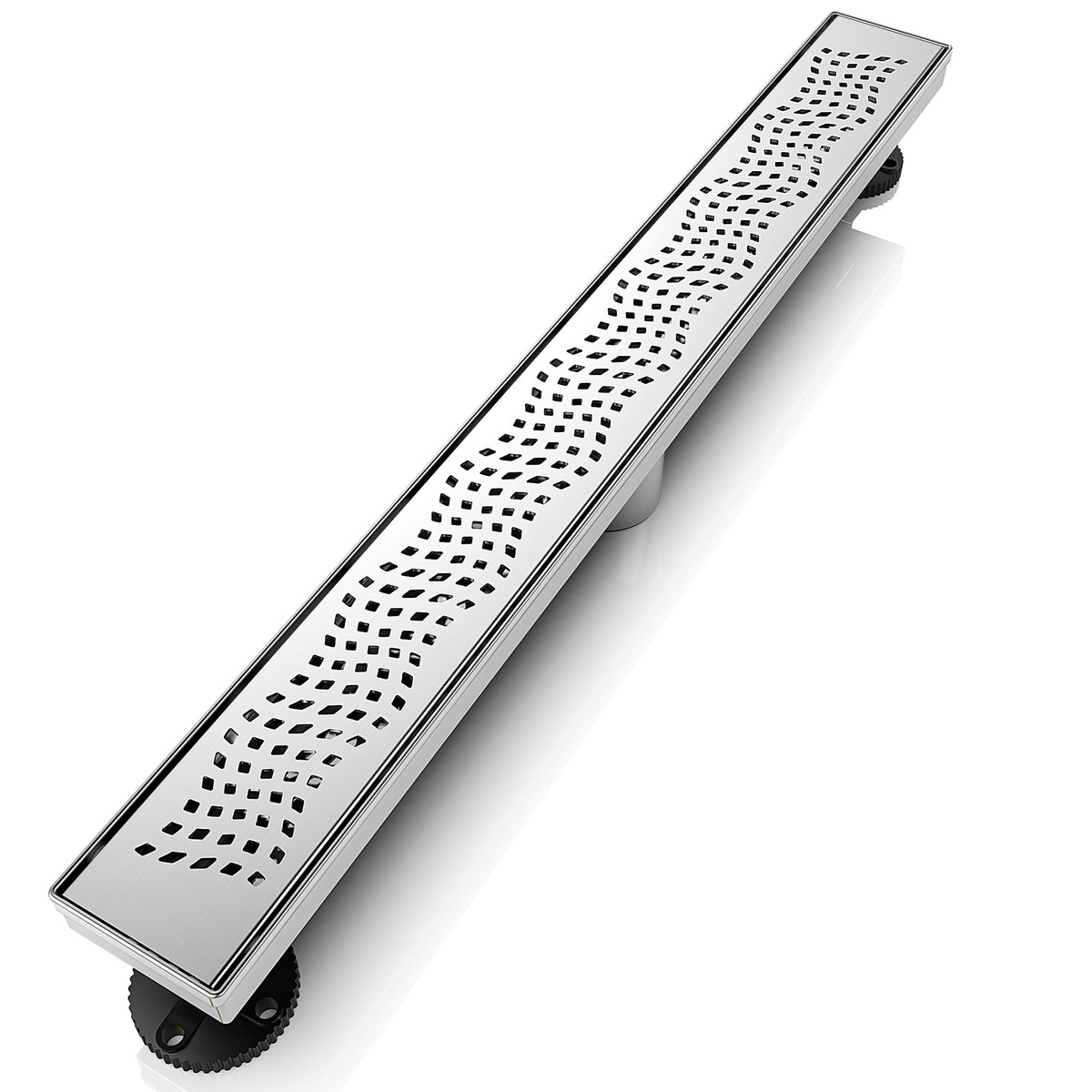 WEBANG 24 Inch Wave-Hole Pattern Linear Shower Drain With Accessories Brushed Stainless Steel