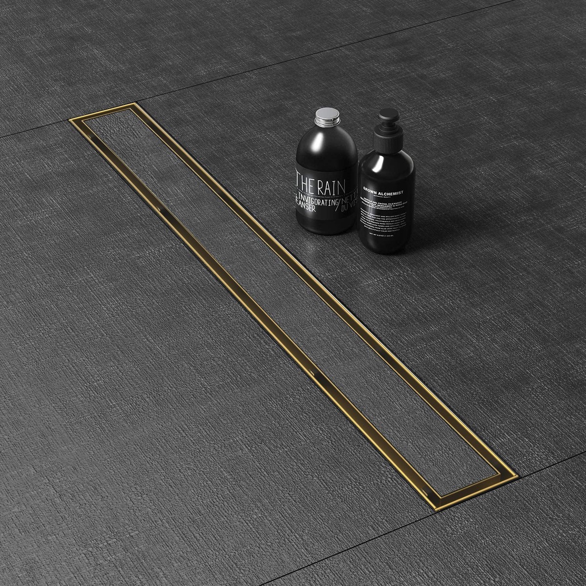 WEBANG 36 Inch Reversible 2-in-1 Linear Shower Drain With Accessories Brushed Gold