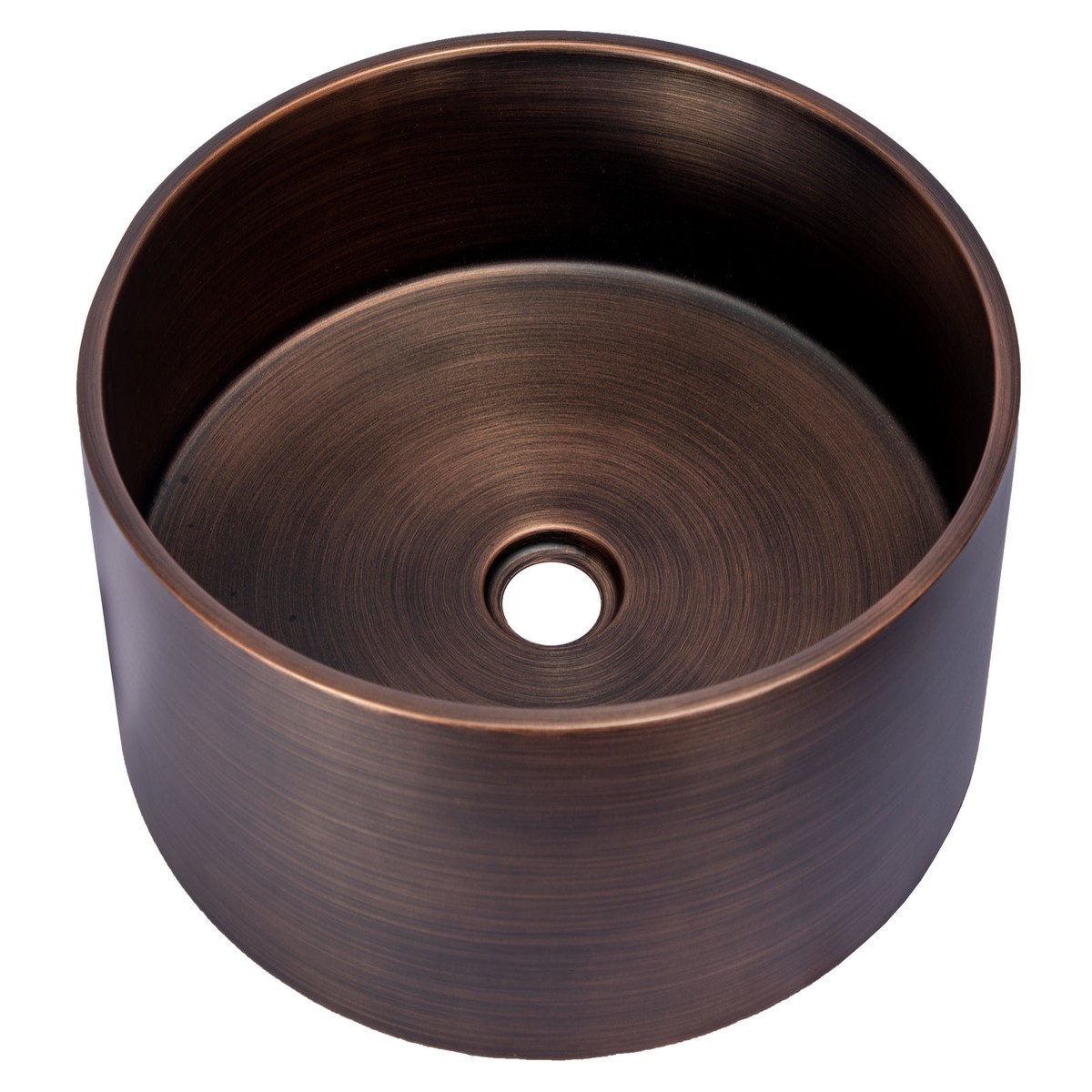 15 34 Round Thick Rim Stainless Steel Bathroom Vessel Sink with Drain in Bronze