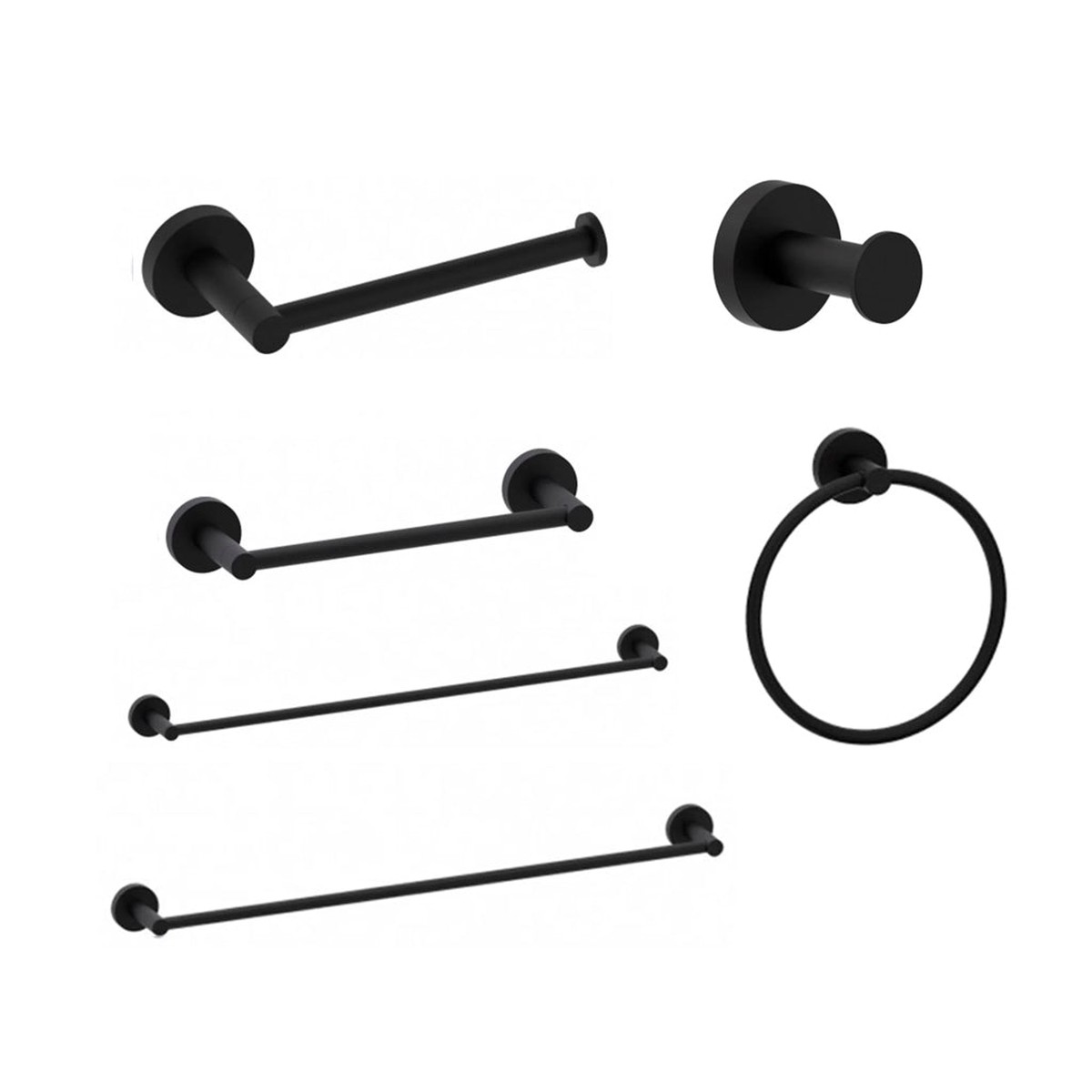 Metro Round Bathroom Accessories Set - Wall Mount - BrassMatt Black