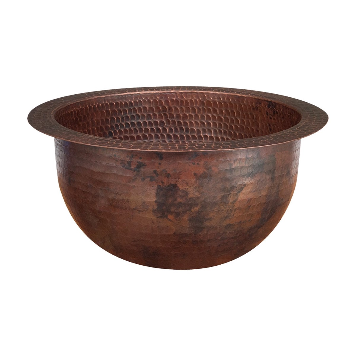 10 Round Under Counter Hammered Copper Bathroom Sink
