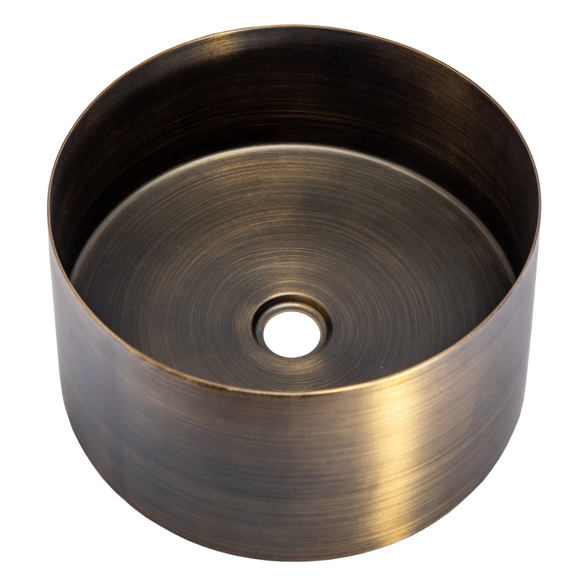 15 Round Stainless Steel Bathroom Vessel Sink with Drain in Antique Gold