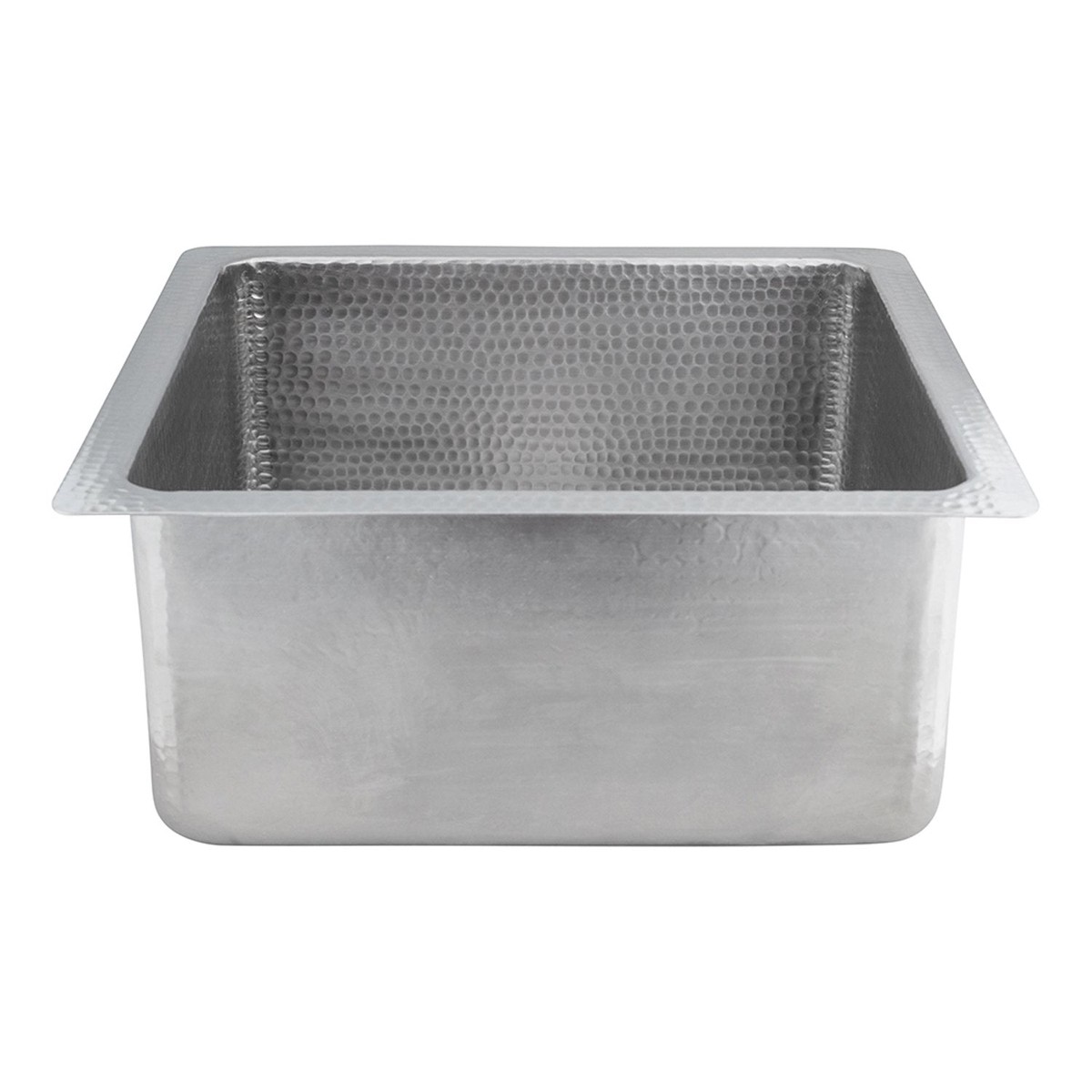 16 Square Hammered Copper BarPrep Sink in Nickel with 35 Drain Opening