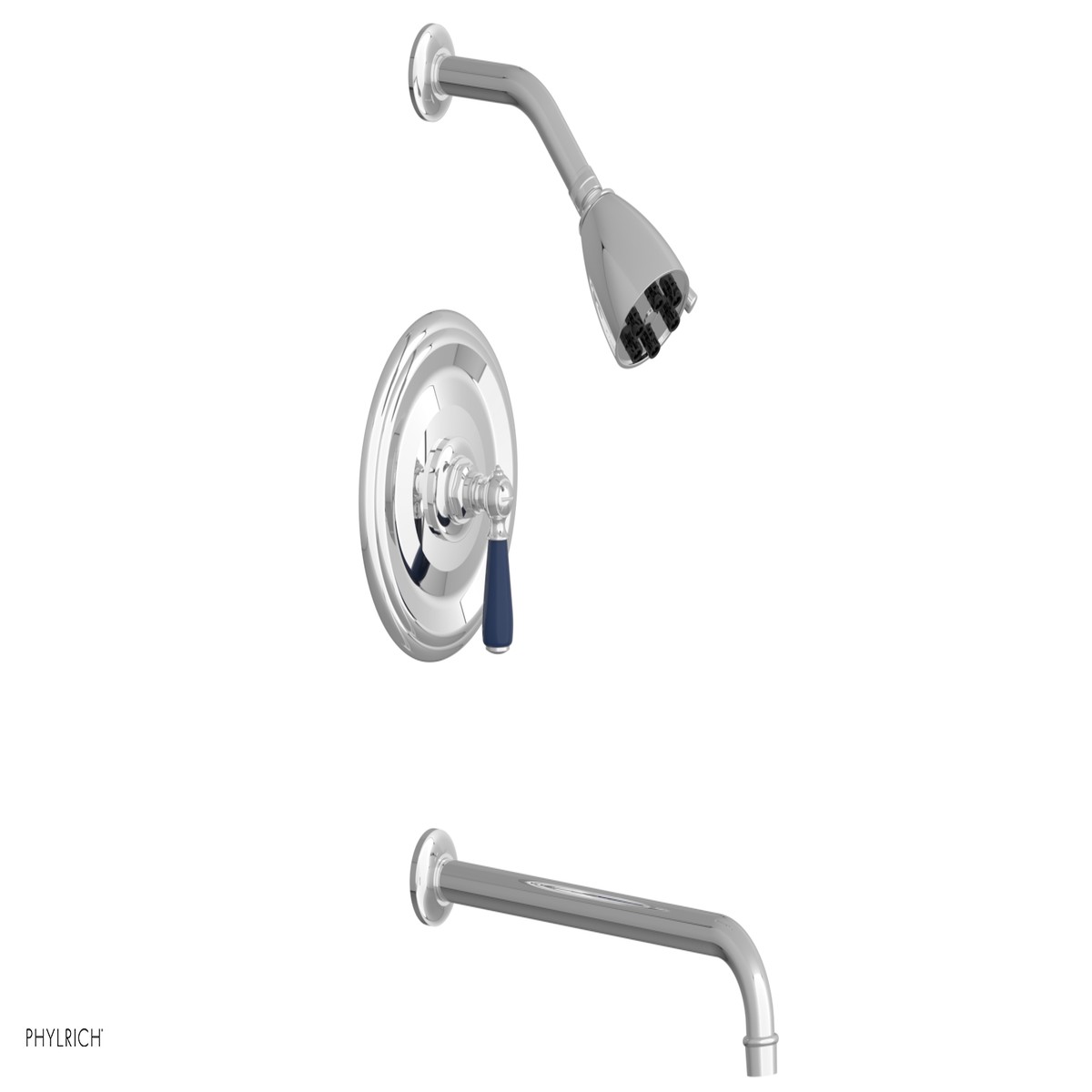 JAMESTOWN - 14 Pressure Balance Tub Shower Set - Lever Handle with Navy Blue Accents 165-27-14