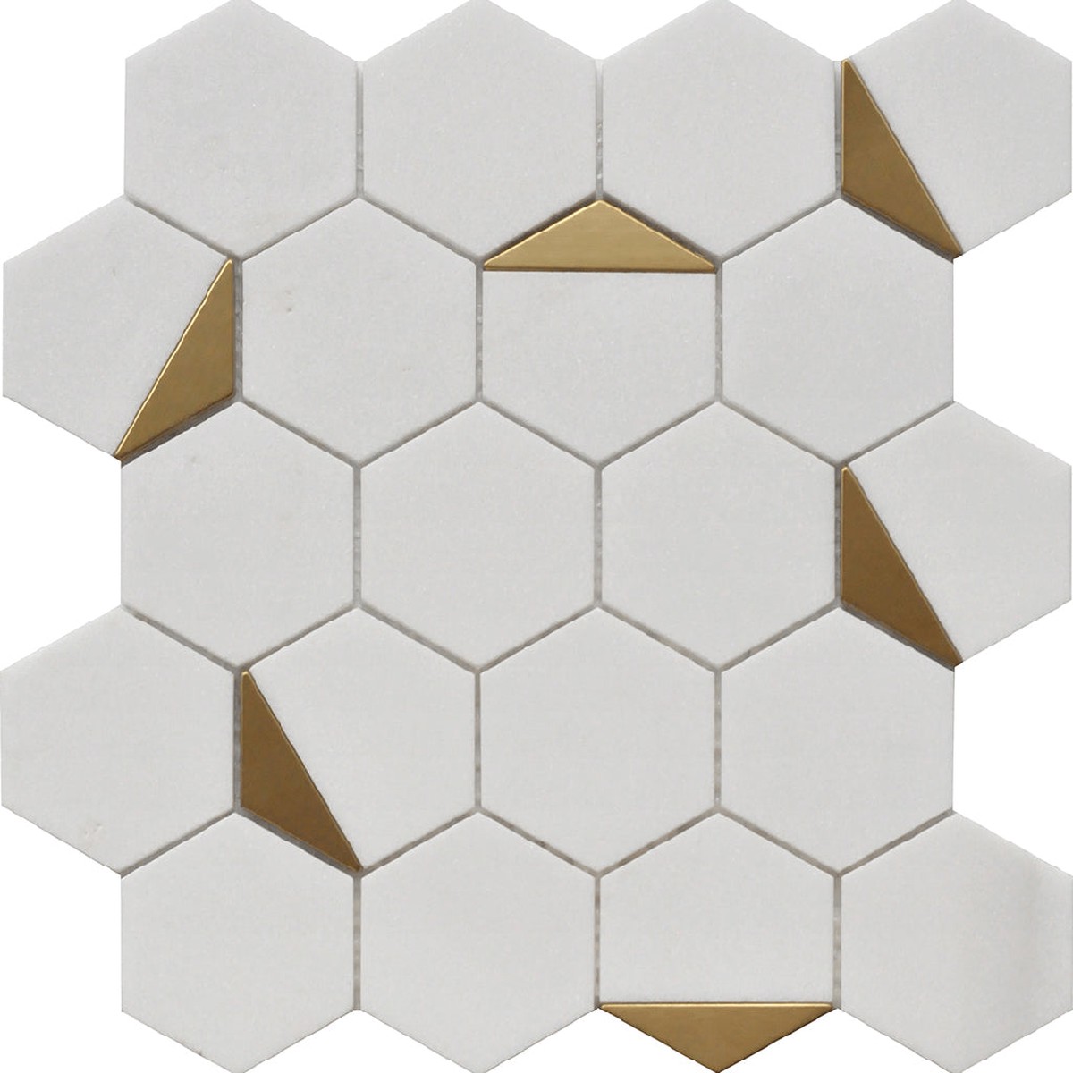 Rockart Thassos Hexagon Mosaic Wall Tile - Wall Or Floor Mount - 12 x 13 PorcelainPolished Steel 2800 Price Per Piece