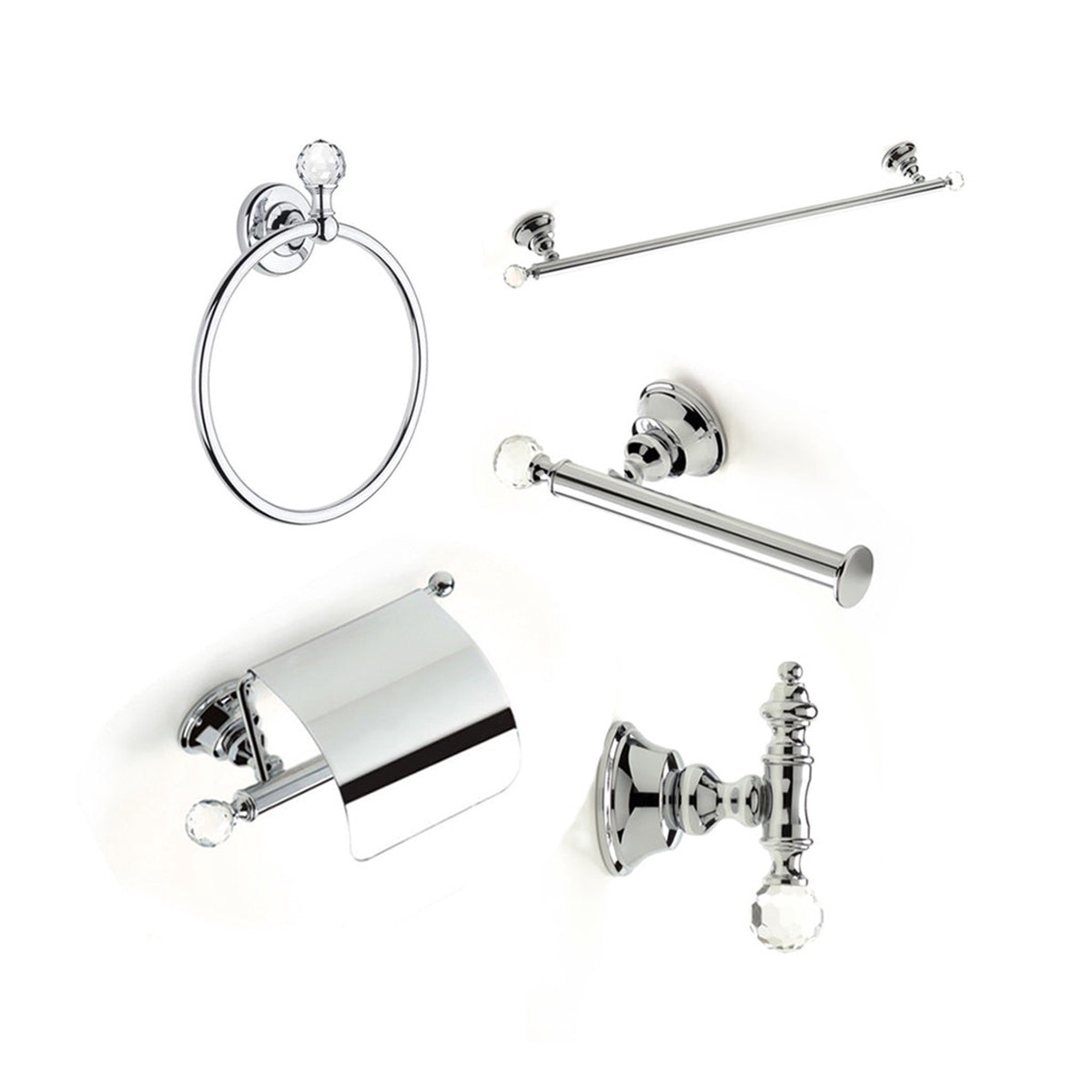 Bella Bathroom Accessories Set - Free Standing - BrassPolished Chrome