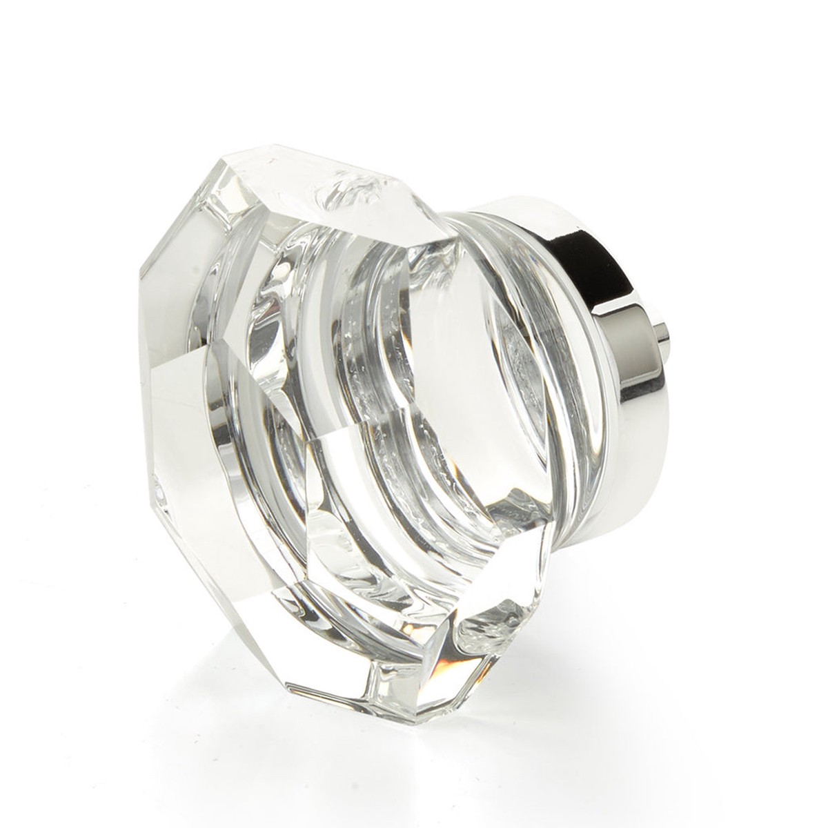 City Lights Faceted Dome Cabinet Knob - Cabinet Mount - 2 BrassGlassPolished Chrome
